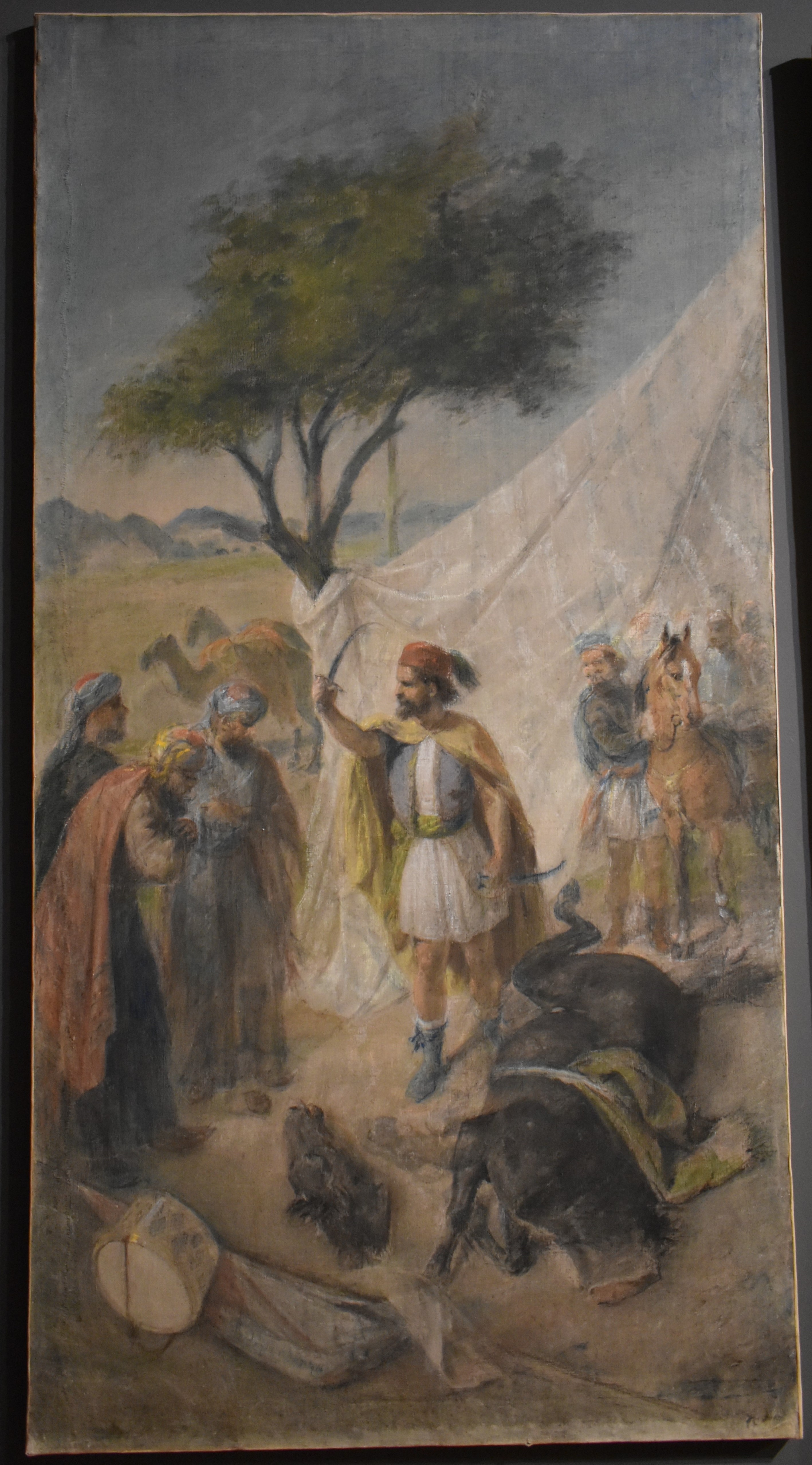 Indipendenza Albanese o Scanderbergh, scena di battaglia (dipinto, opera isolata) di Cefaly Andrea (terzo quarto sec. XIX)