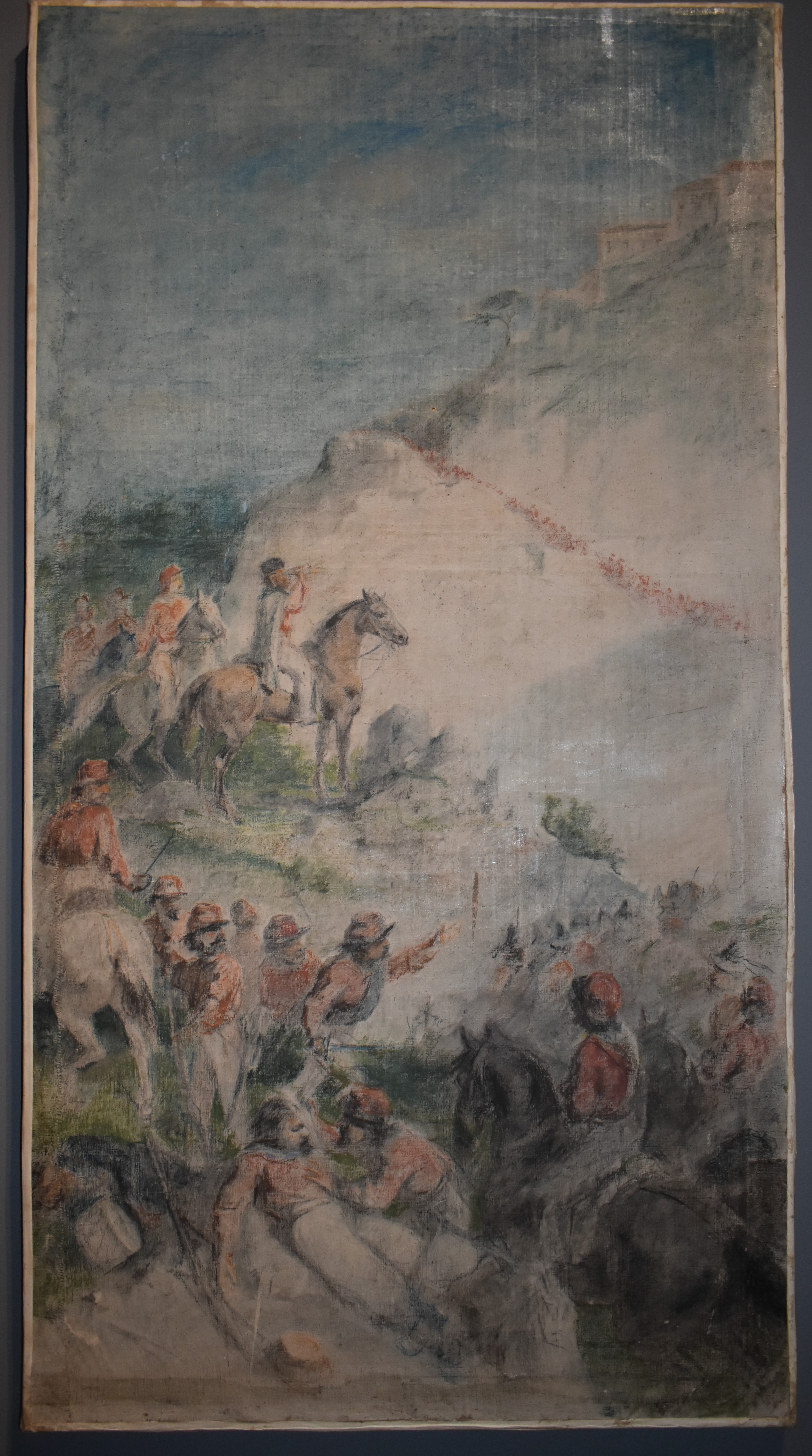 Garibaldi a Caserta o Episodio Garibaldino, scena di battaglia (dipinto, opera isolata) di Cefaly Andrea (terzo quarto sec. XIX)