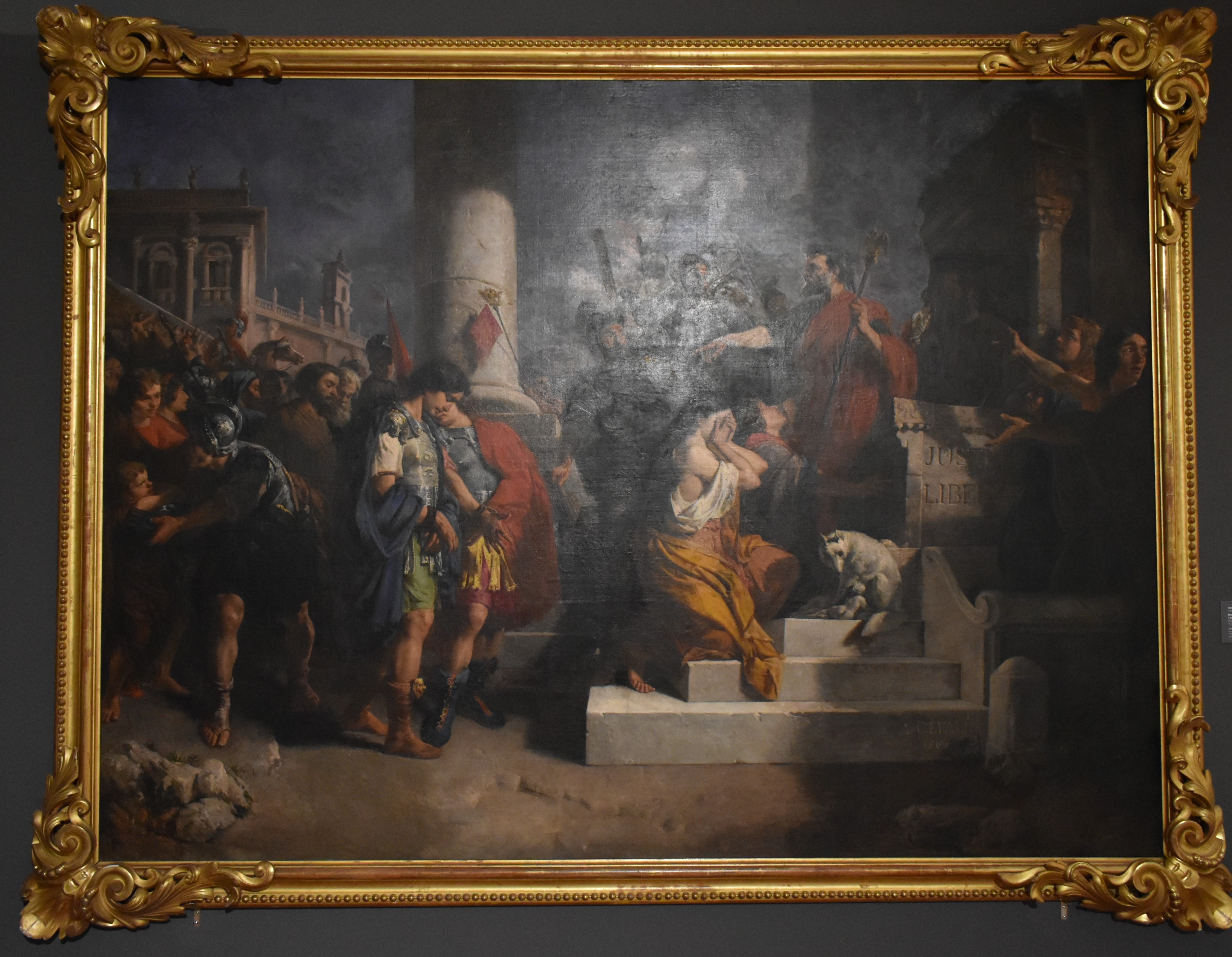 Bruto condanna i suoi figli, Bruto condanna i suoi figli (dipinto, opera isolata) di Cefaly Andrea (terzo quarto sec. XIX)
