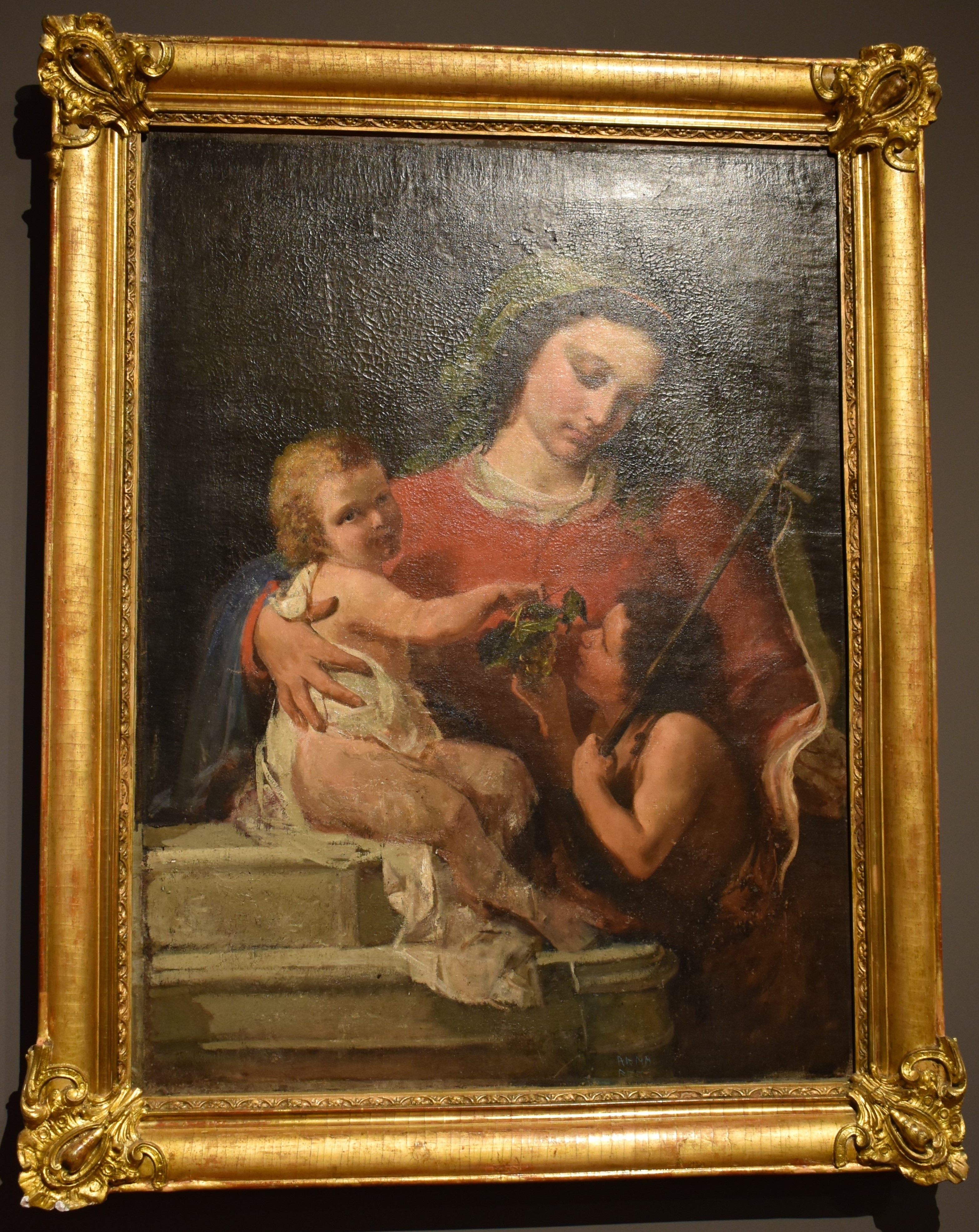 Madonna dell'uva, Madonna con Bambino e San Giovannino (dipinto, opera isolata) di Cefaly Andrea (fine/ inizio sec. XIX)