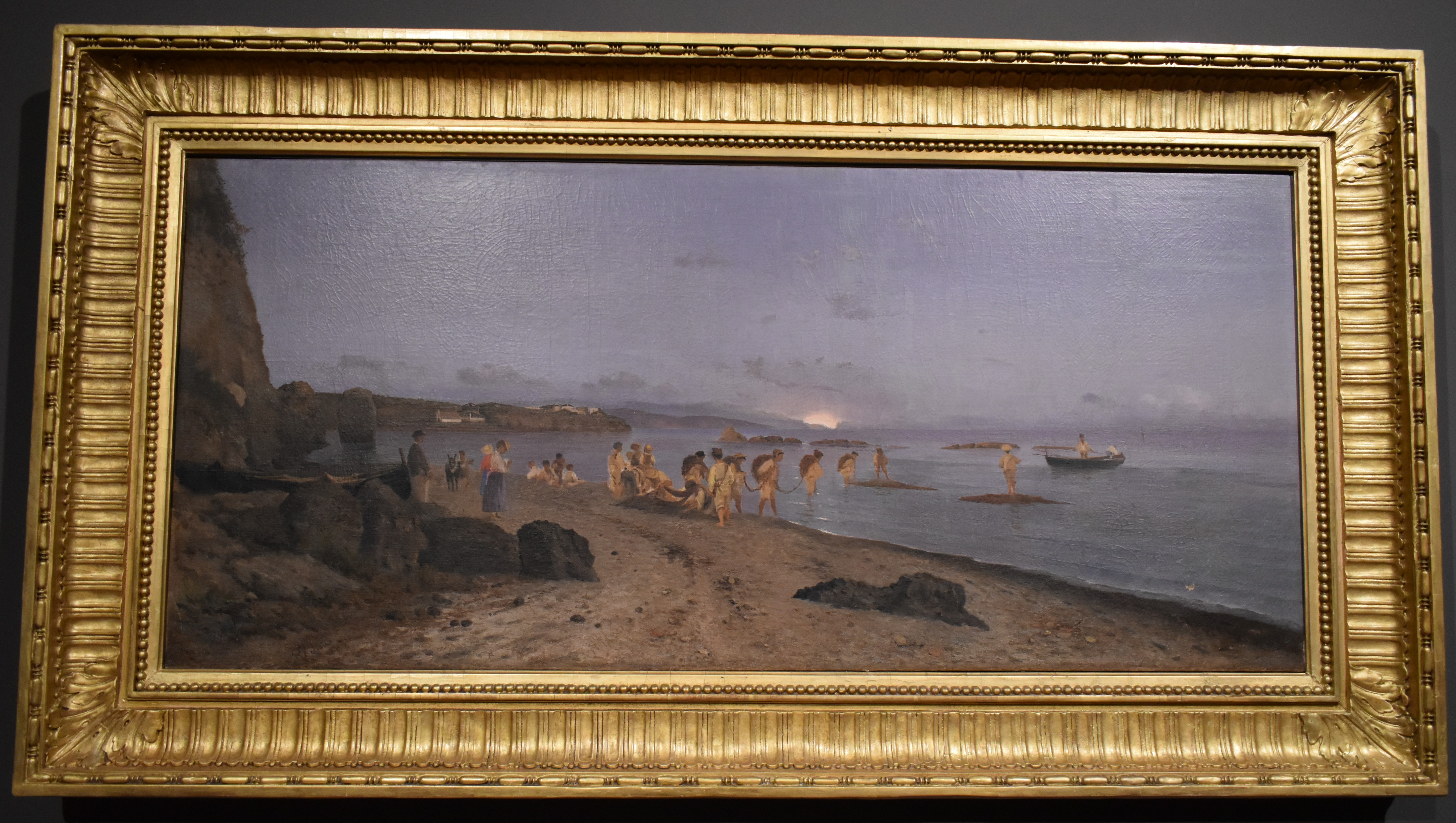 D'intorni d'Ischia, Pesca all'alba, paesaggio marino (dipinto, opera isolata) di Rossano Federico (terzo quarto XIX)