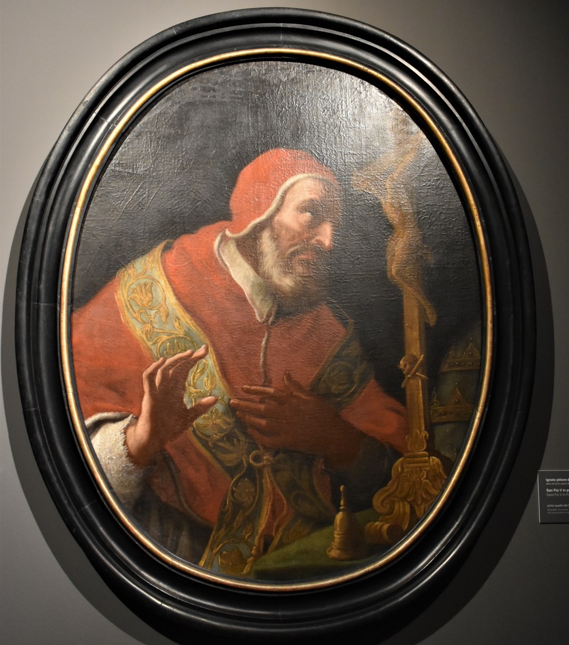 Papa Pio V e il miracolo del crocifisso (dipinto, opera isolata) - ambito Italia meridionale (primo quarto XVIII)