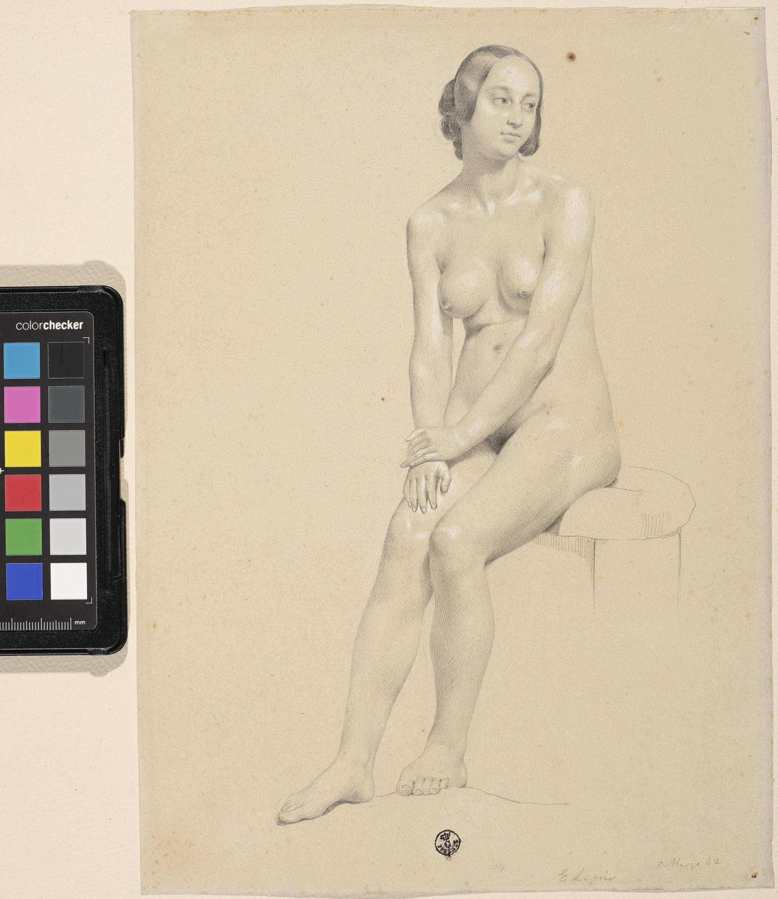 figura femminile nuda (disegno) di Lapi Emilio (metà XIX)