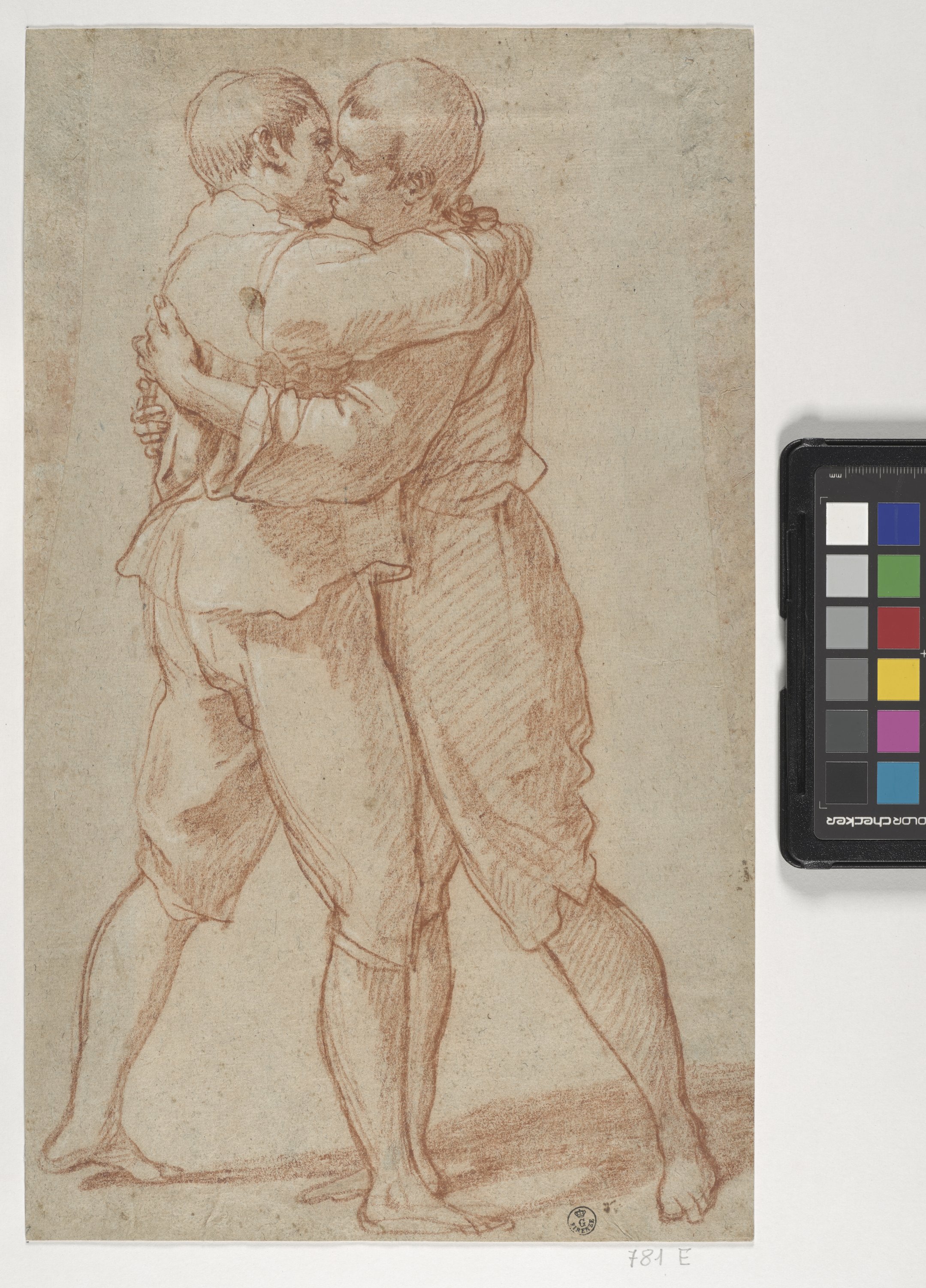 due giovani che si abbracciano (disegno) di Cesi Bartolomeo (fine XVI)