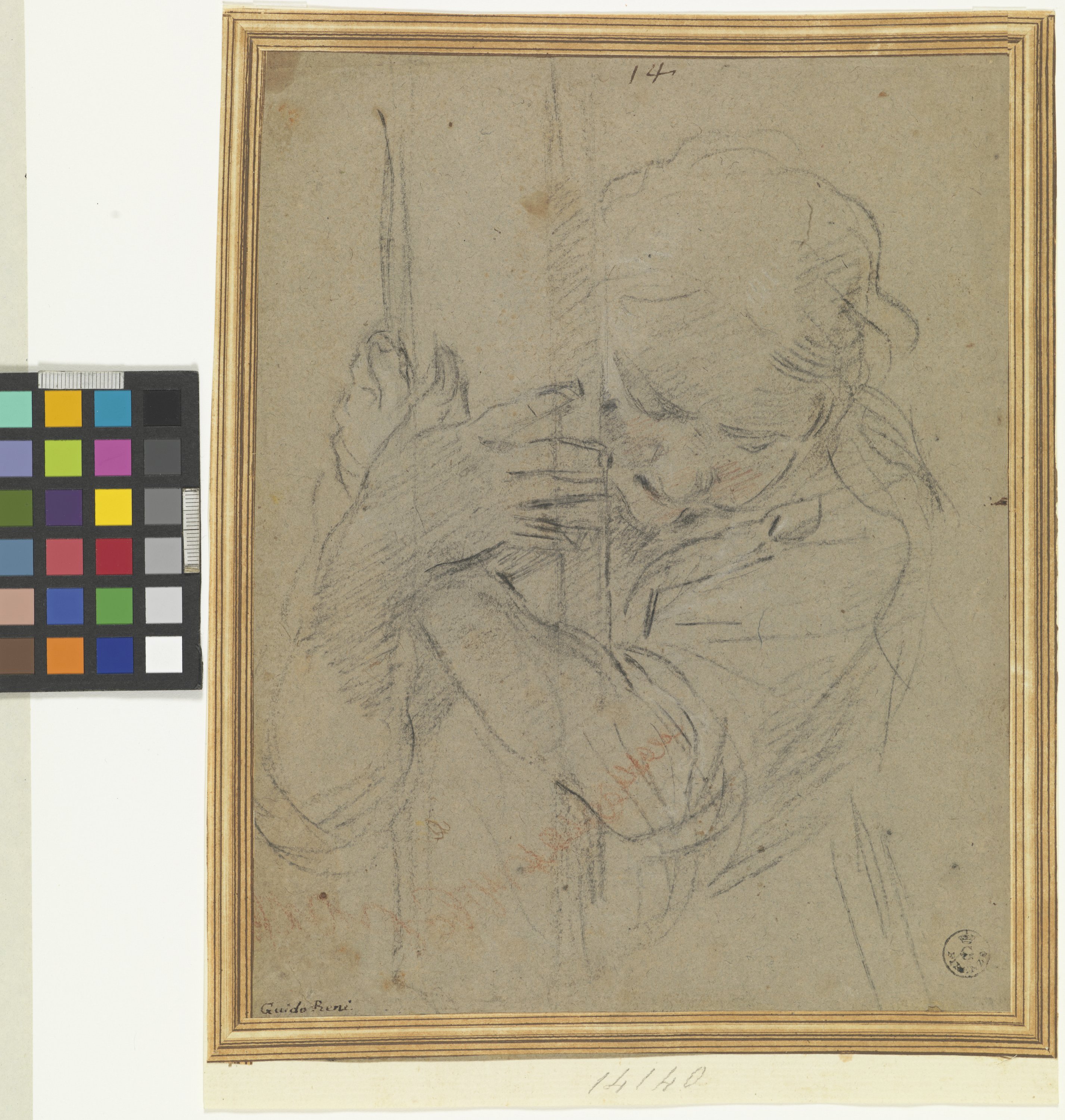 Maria Maddalena che abbraccia la croce (disegno) di Reni Guido (XVII)