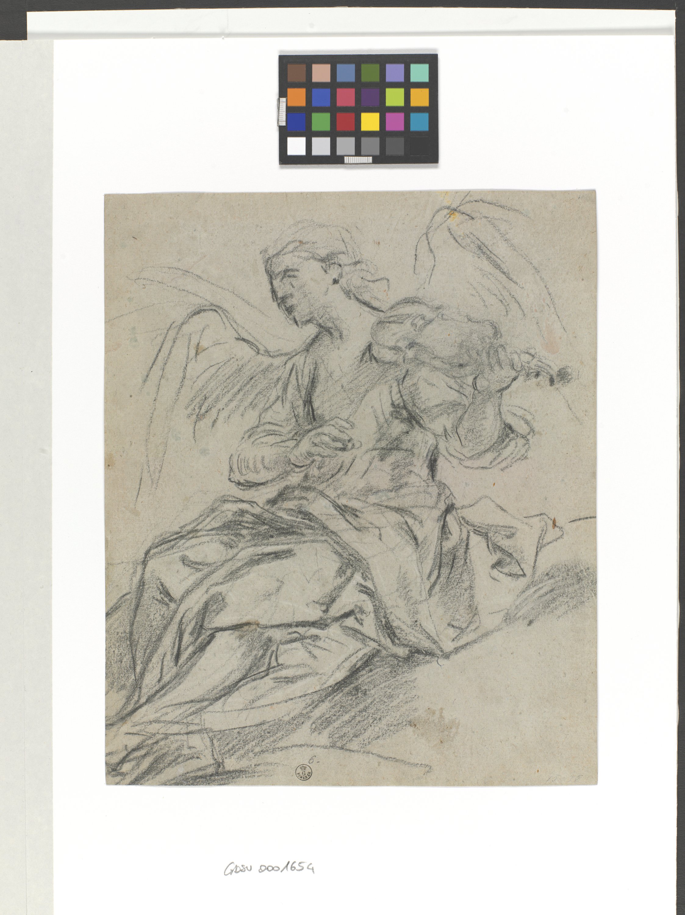 Studio di un angelo che suona il violino (disegno) di Reni Guido (XVII)