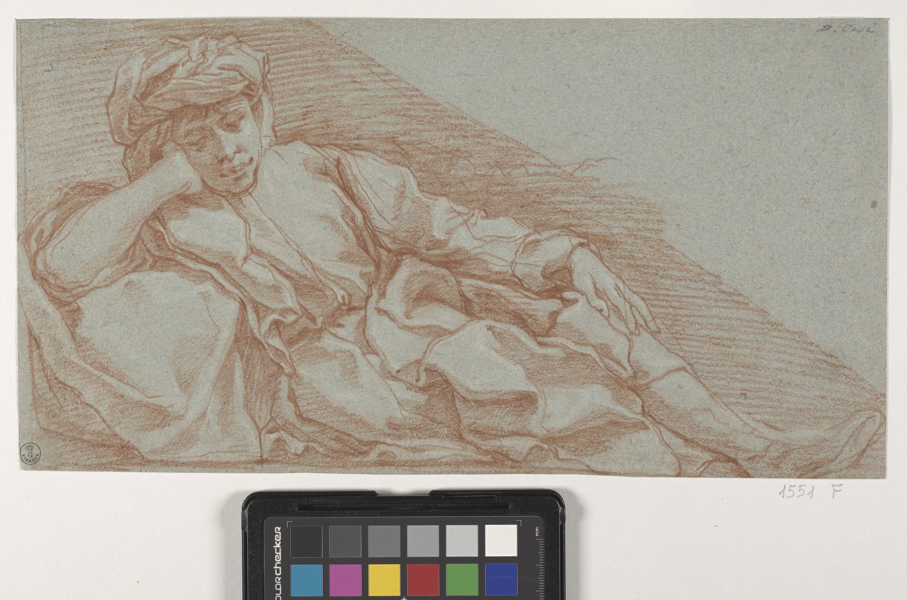 Studio di giovane sdraiato sul fianco sinistro (disegno) di Cesi Bartolomeo (fine/ inizio XVI/ XVII)