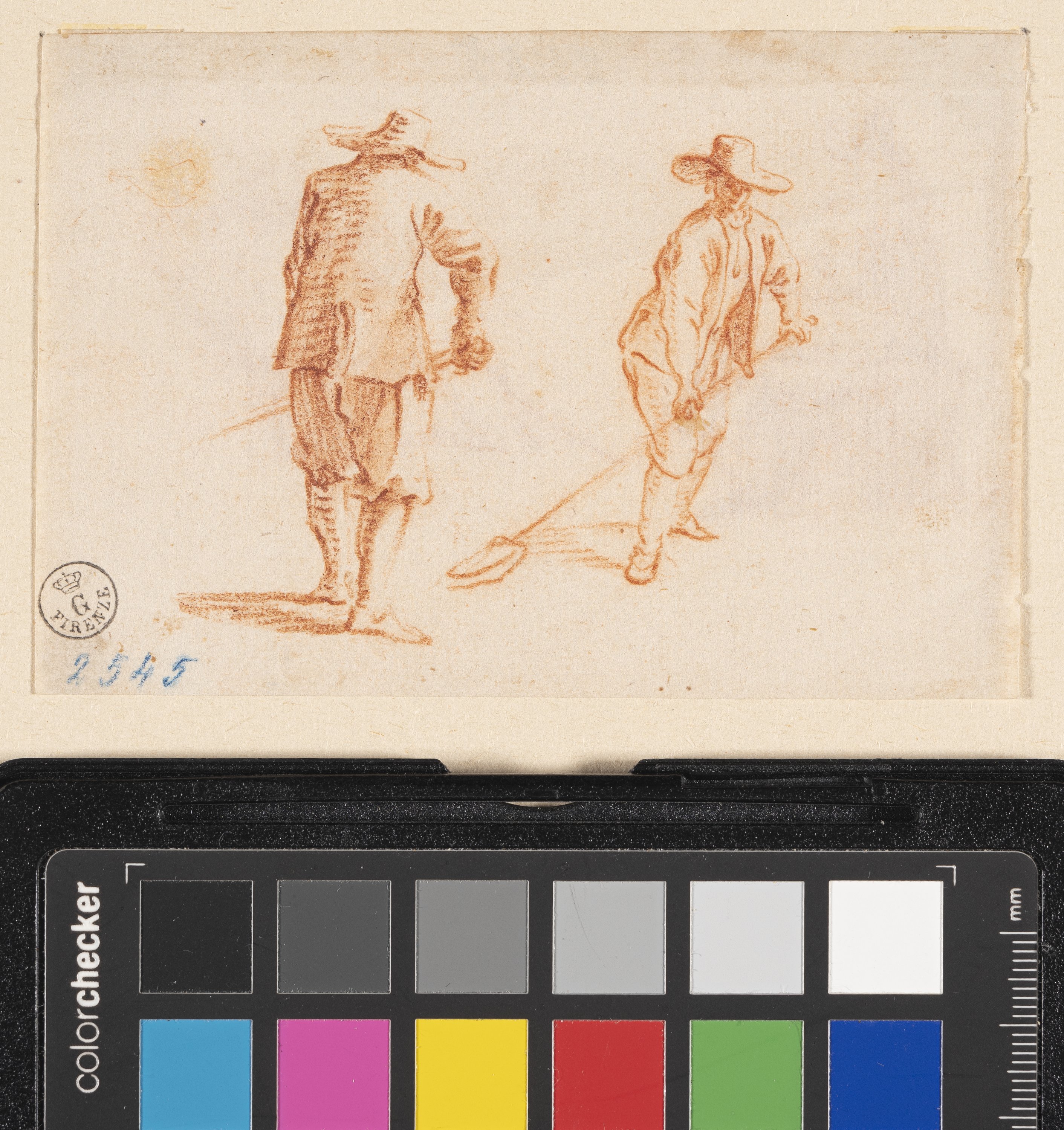 Studio di due contadini (r.), Studio di donna seduta e uomo addormentato (v.) (disegno) - ambito francese (inizio/ fine XVII)