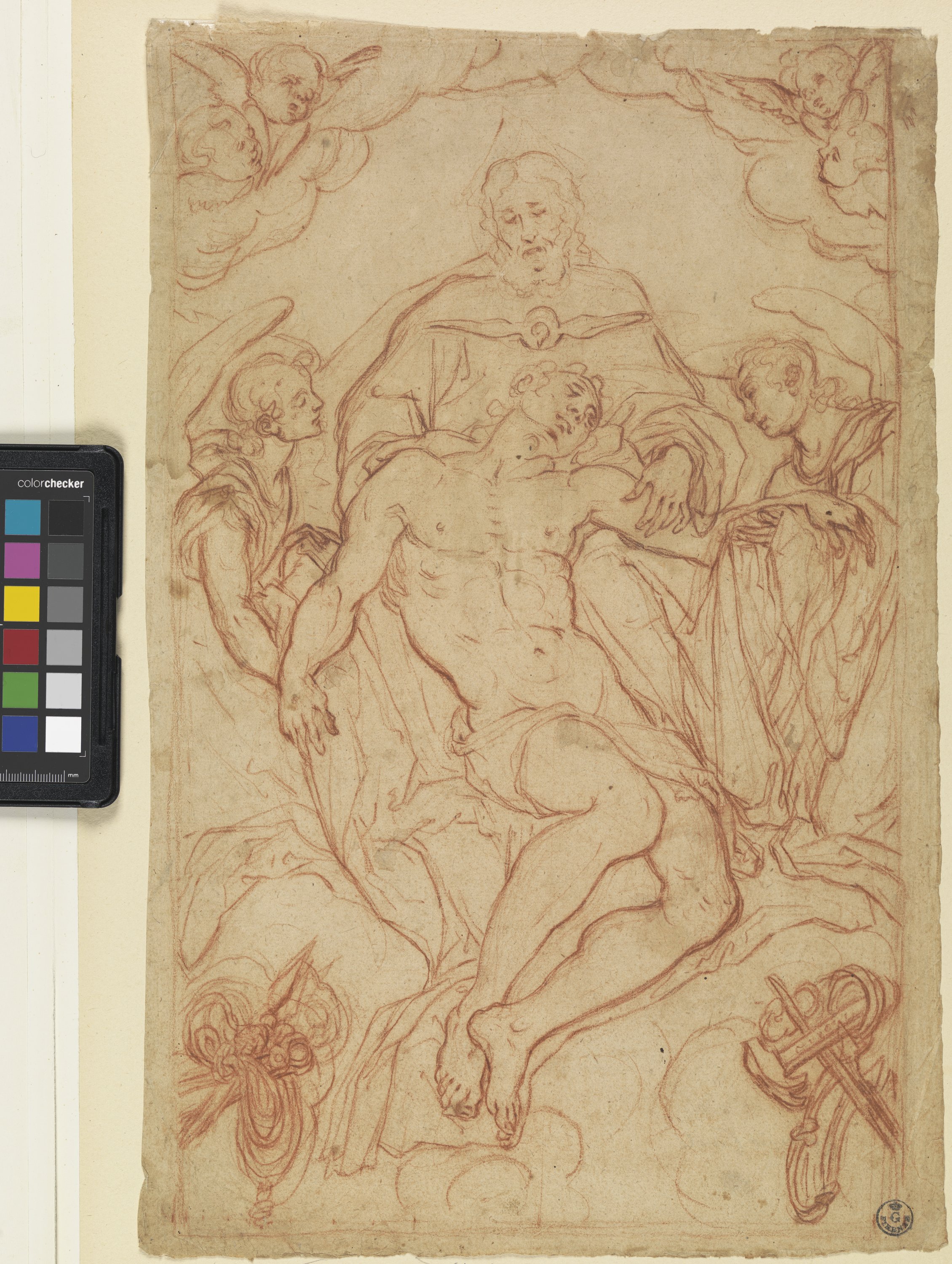 Trinità e angeli (disegno) - ambito fiorentino (XVI/ XVII)