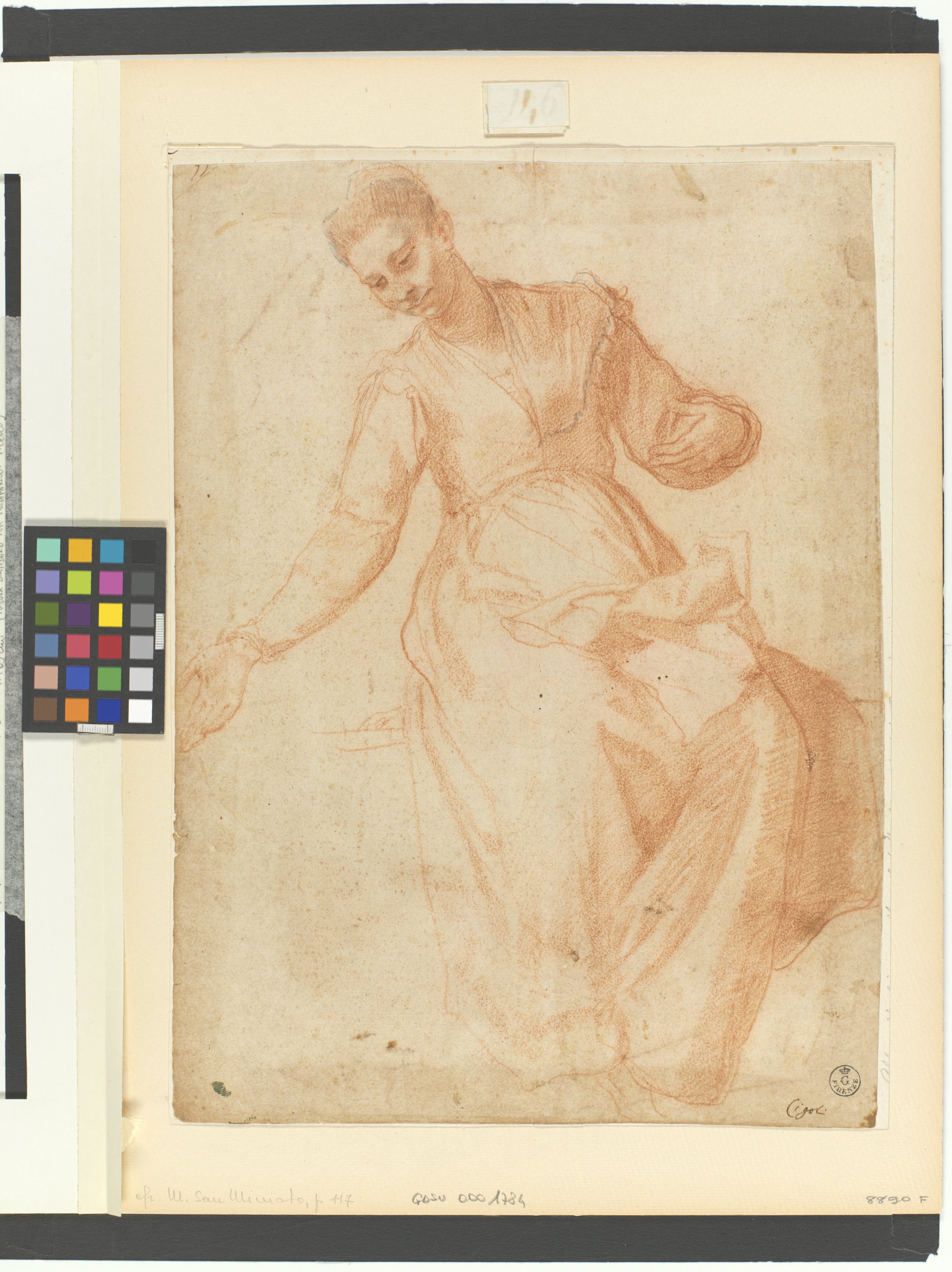 figura femminile seduta (disegno) di Cardi Ludovico detto Cigoli (ultimo quarto sec XVI)