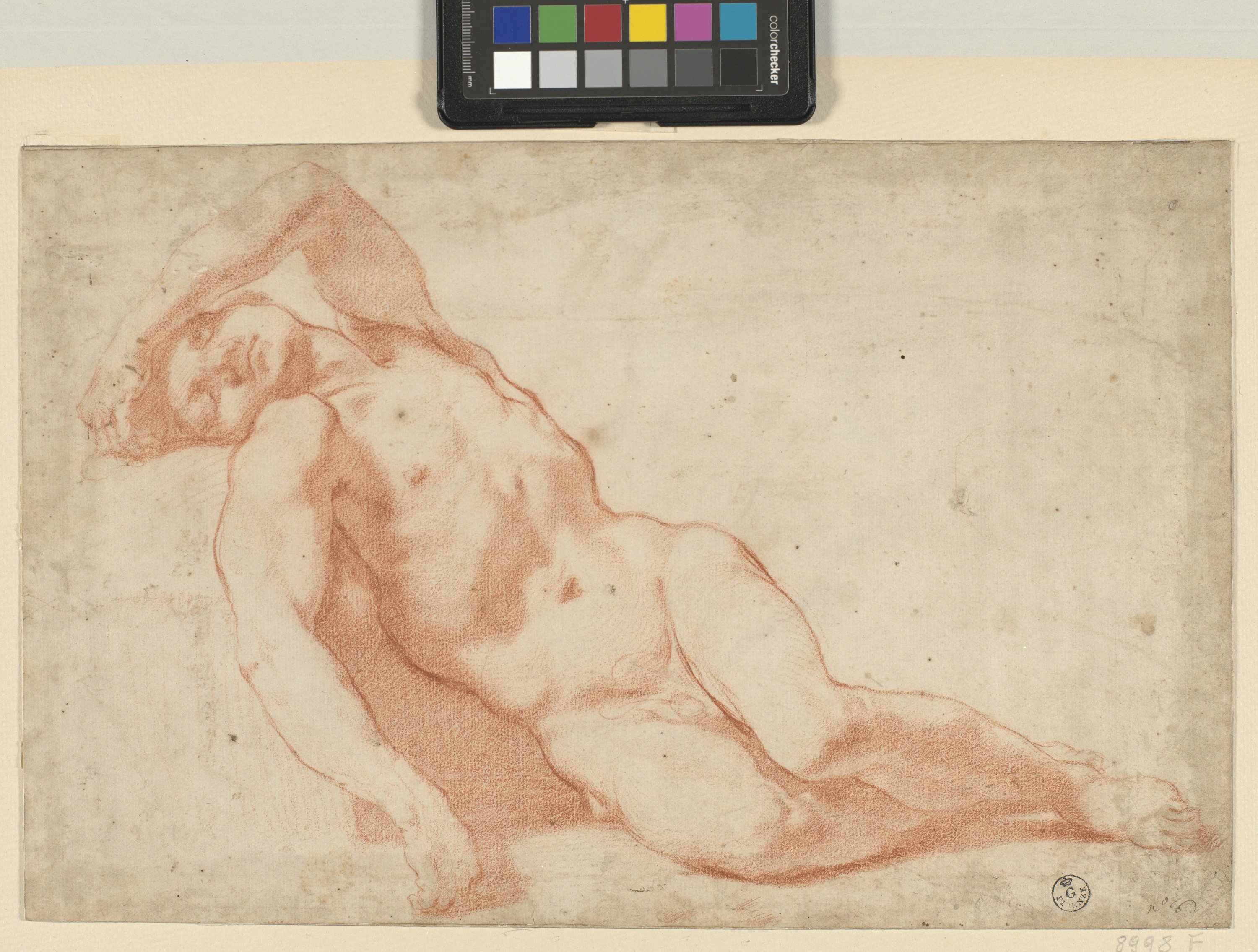 figura maschile nuda dormiente (disegno) di Cardi Ludovico detto Cigoli (inizio XVII)