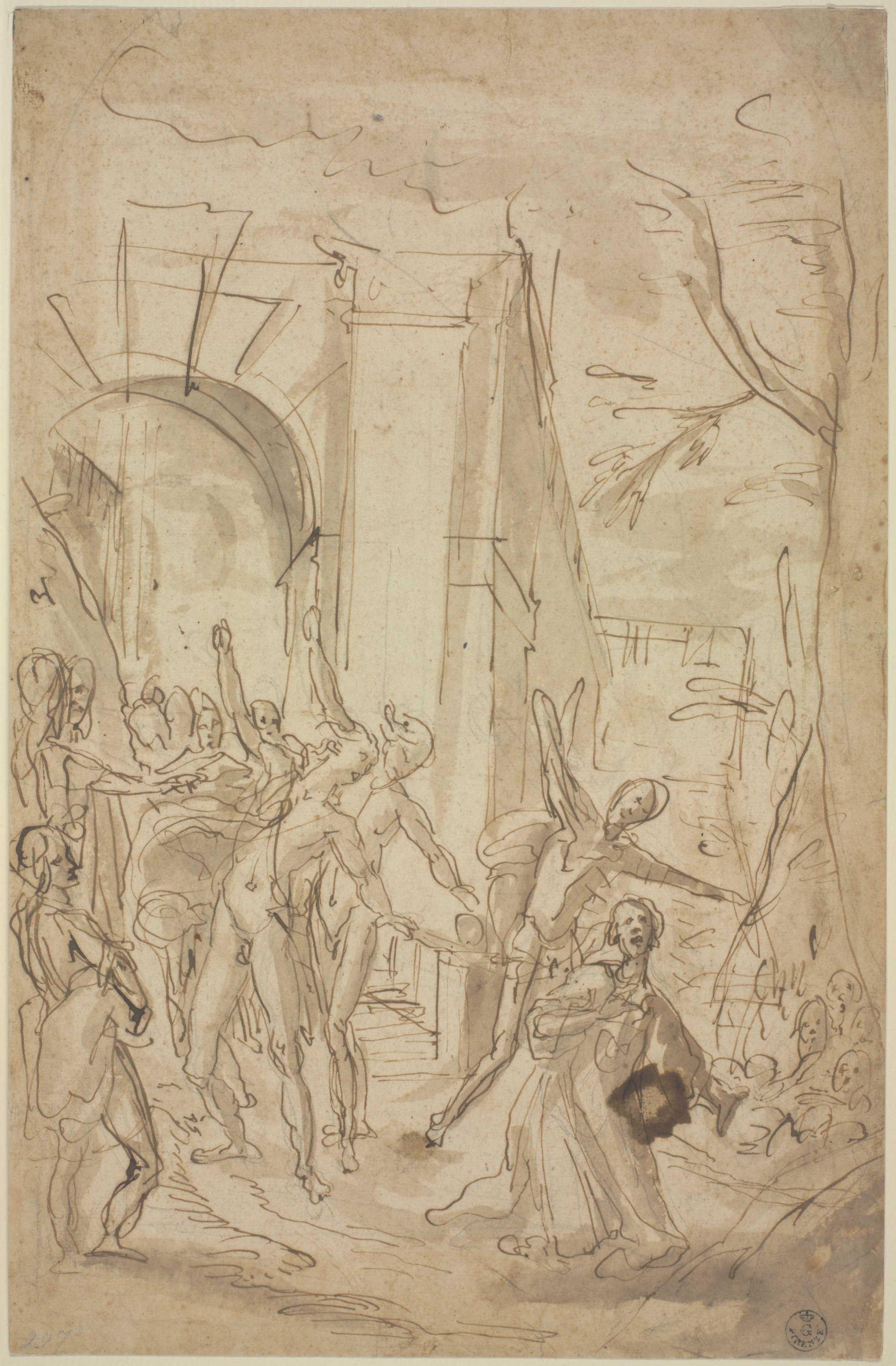 lapidazione di Santo Stefano (disegno) di Cardi Ludovico detto Cigoli (ultimo quarto XVI)