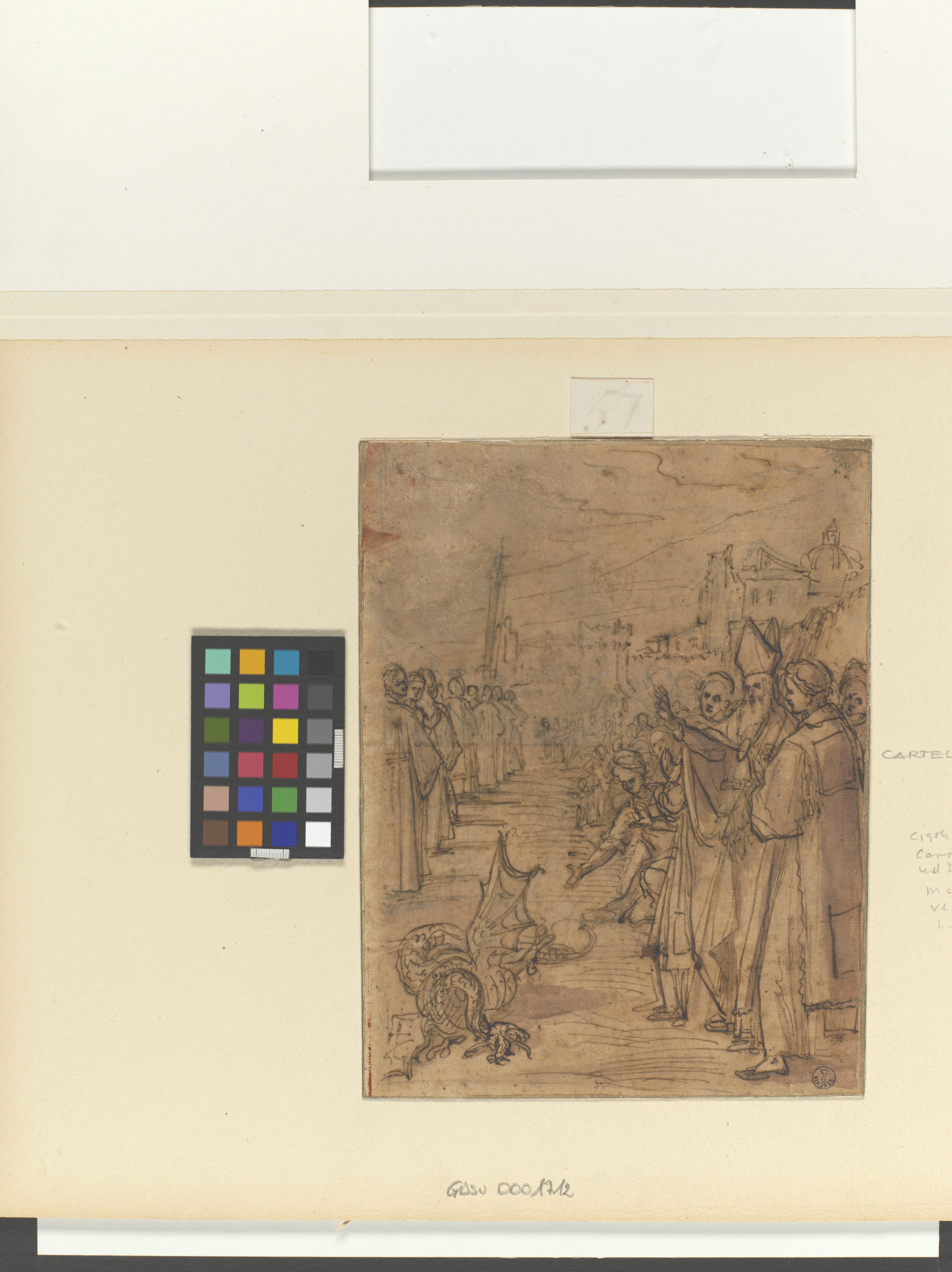 San Mercuriale uccide il drago (disegno) di Cardi Ludovico detto Cigoli (attribuito) (fine XVI)