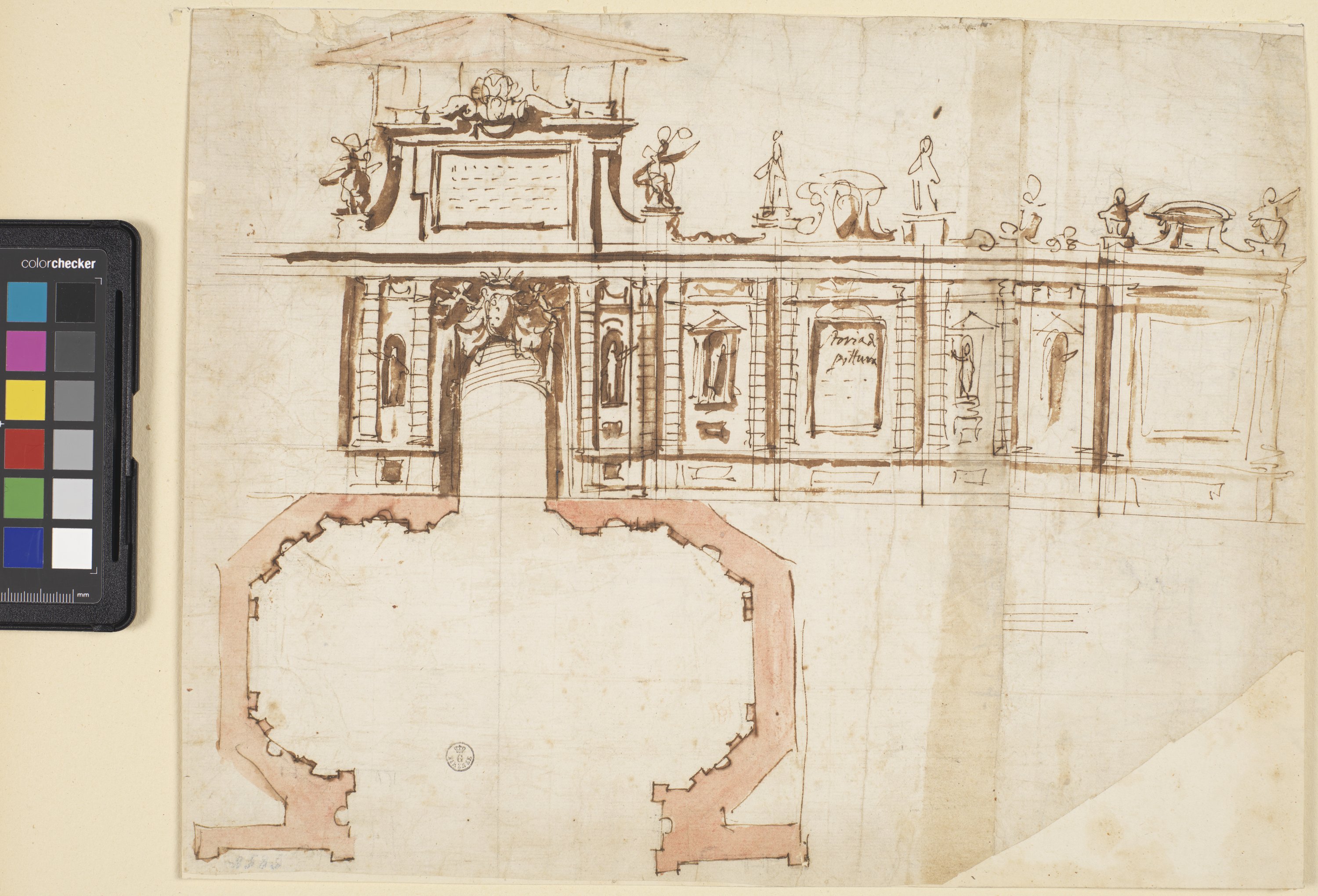 Progetto per un arco trionfale (disegno) di Cardi Ludovico detto Cigoli (inizio XVII)