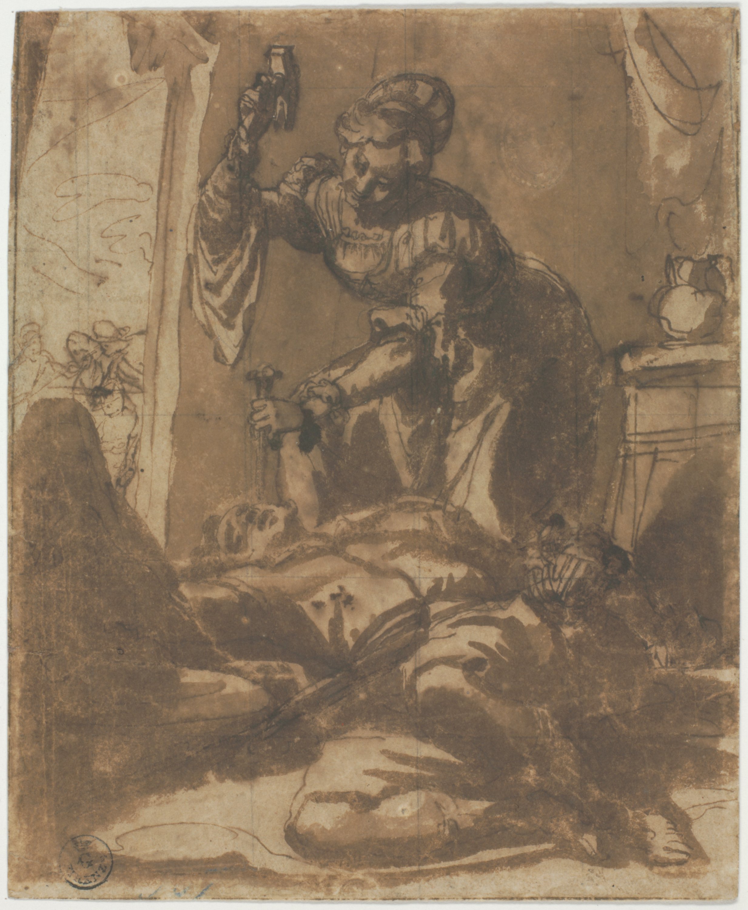 Giaele uccide Sisara (disegno) di Cardi Ludovico detto Cigoli (fine/ inizio XVI/ XVII)