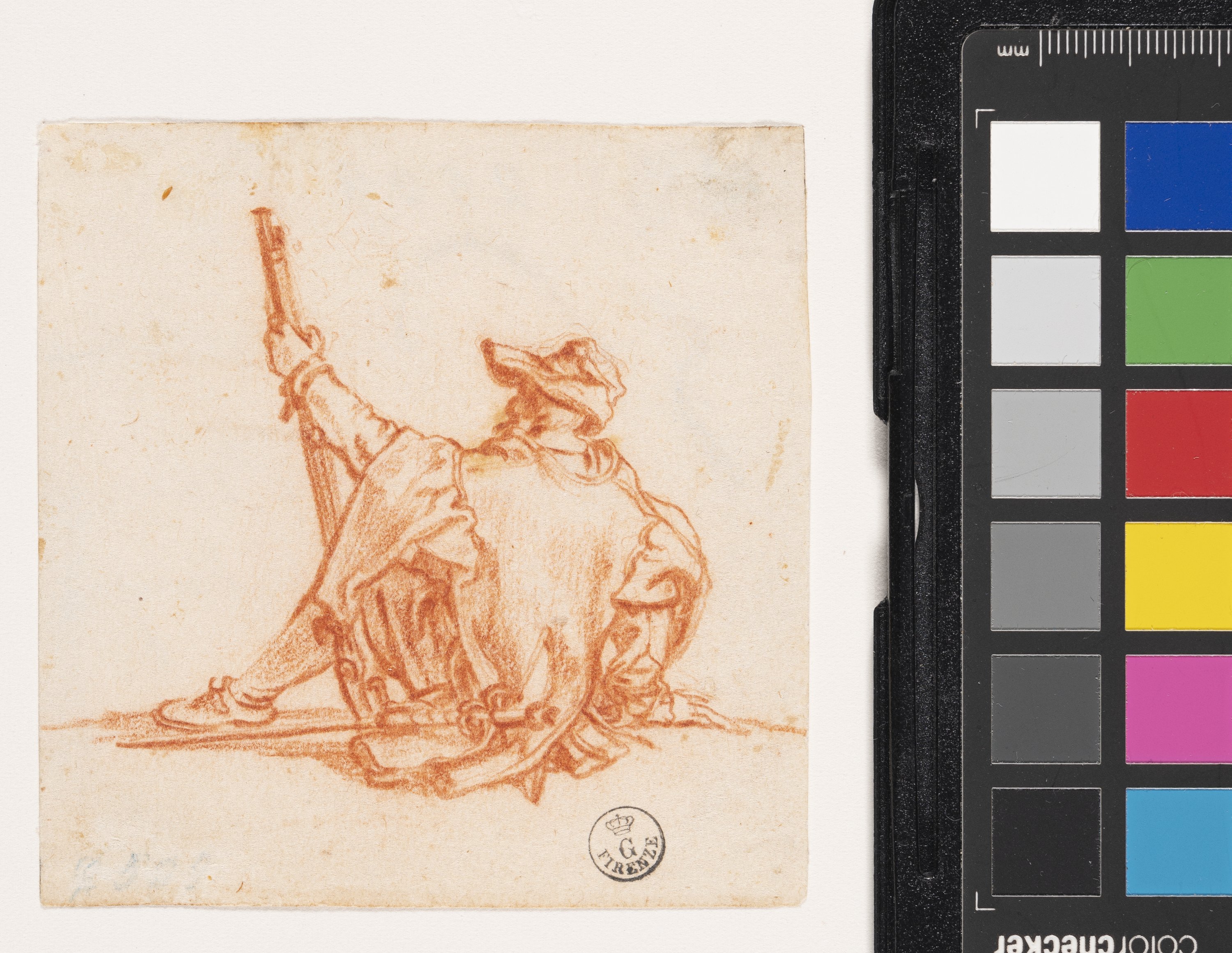 Studio di soldato seduto con archibugio (disegno) di Callot Jacques (XVII)