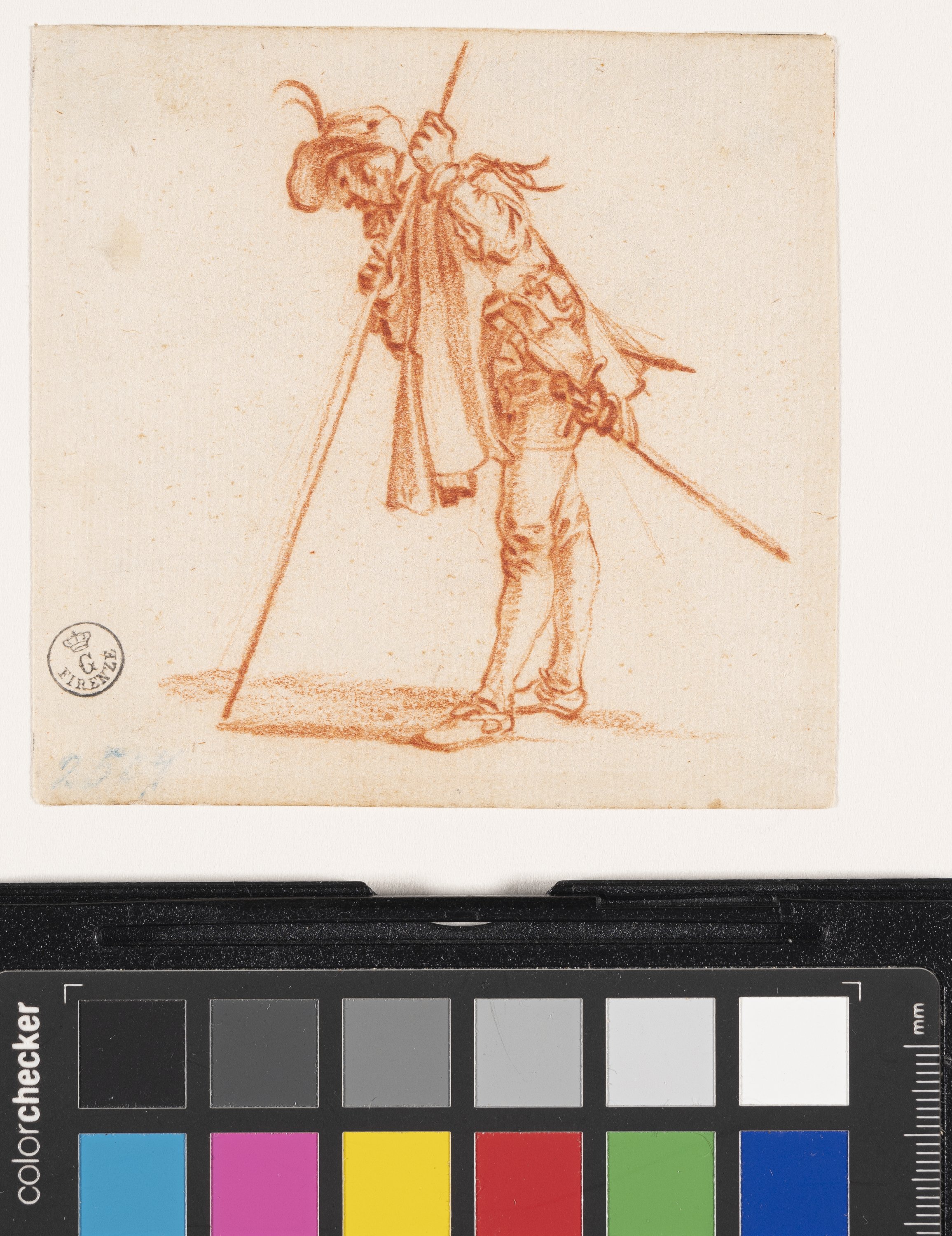 Studio di un soldato con una lancia (disegno) di Callot Jacques (XVII)