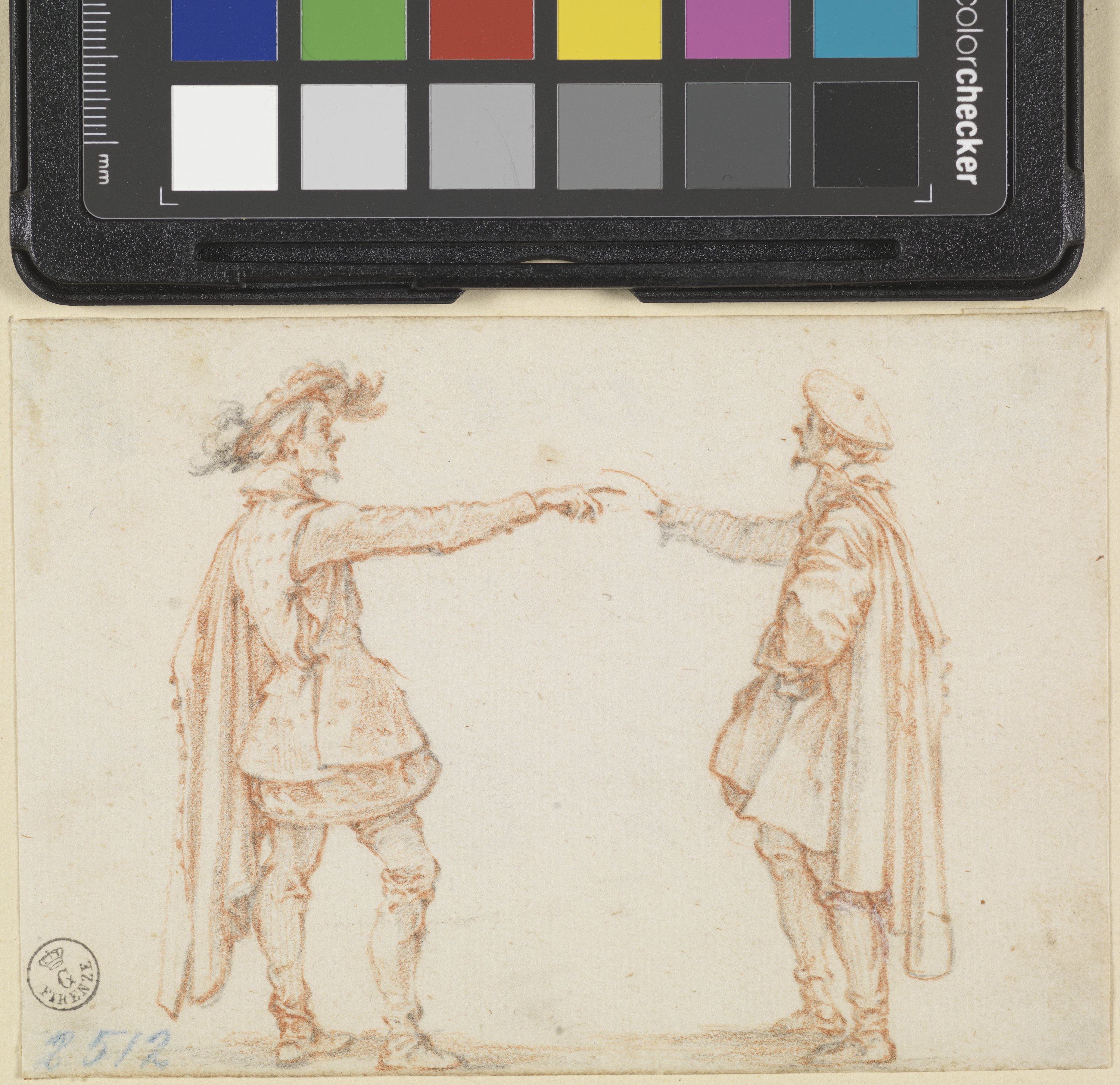 Studio di due figure maschili, Il ciarlatano e il suo cliente (disegno) di Callot Jacques (XVII)