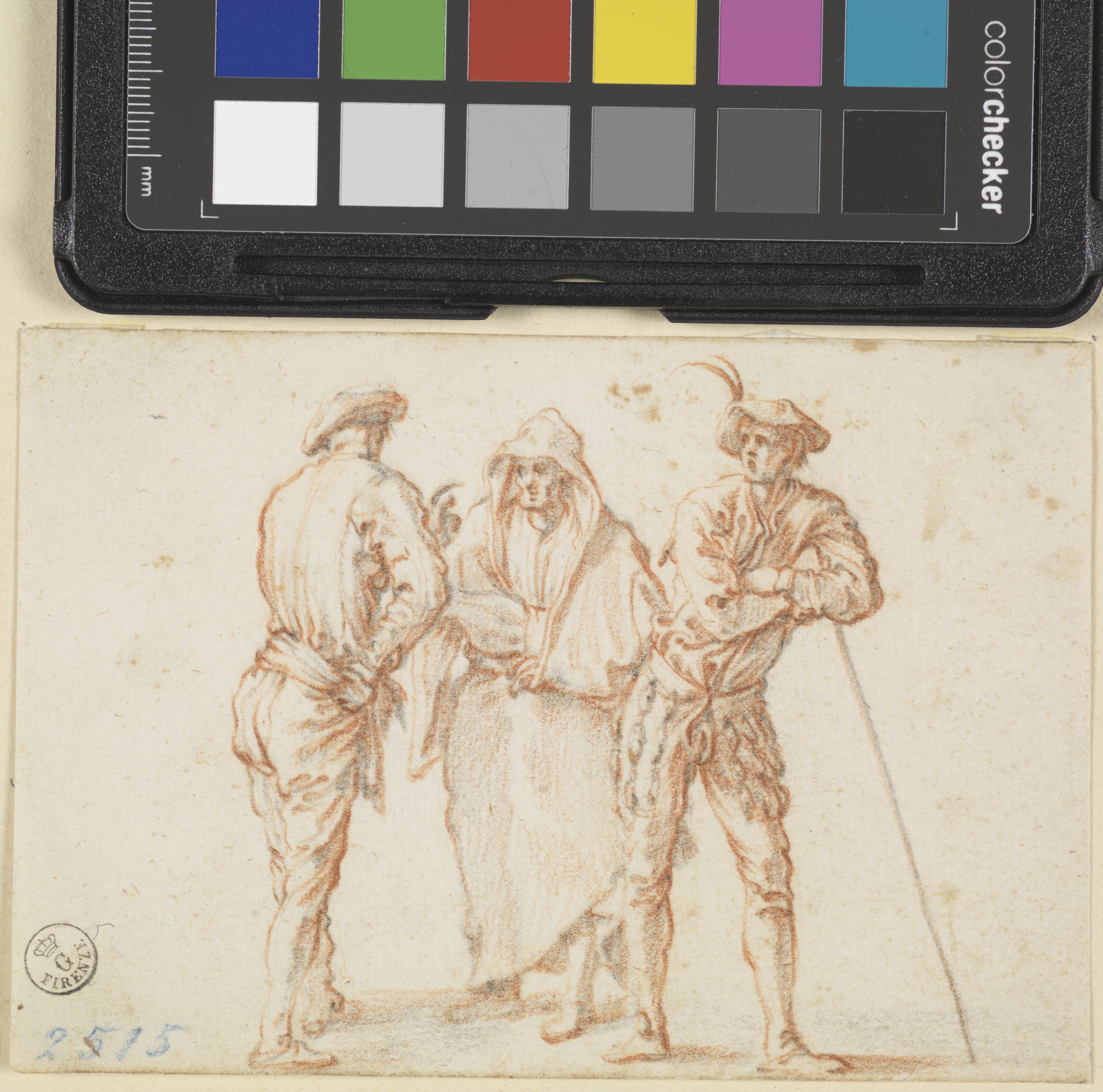 due uomini e un monaco (disegno) di Callot Jacques (XVII)