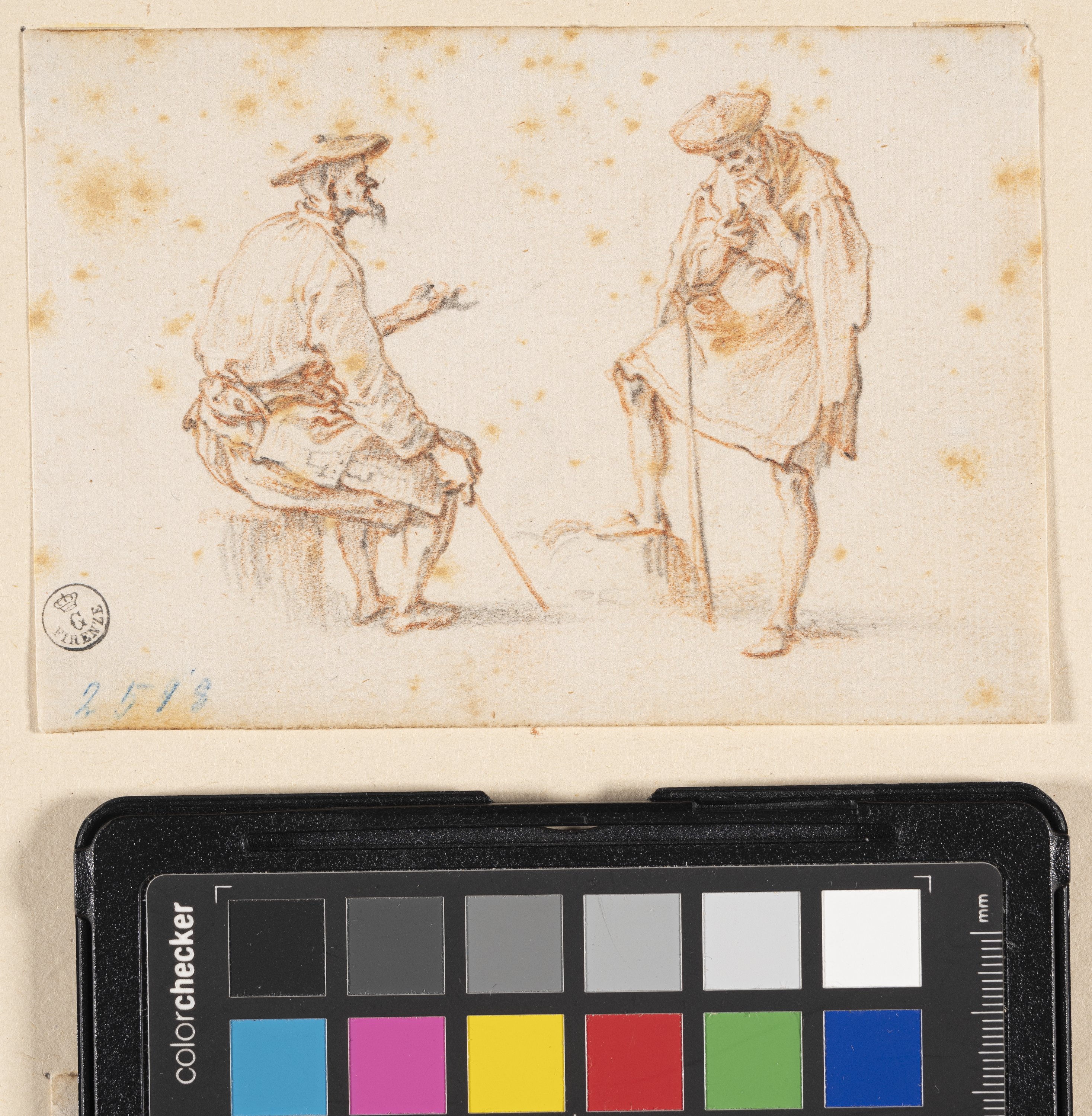 due vecchi contadini (disegno) di Callot Jacques (prima metà XVII)