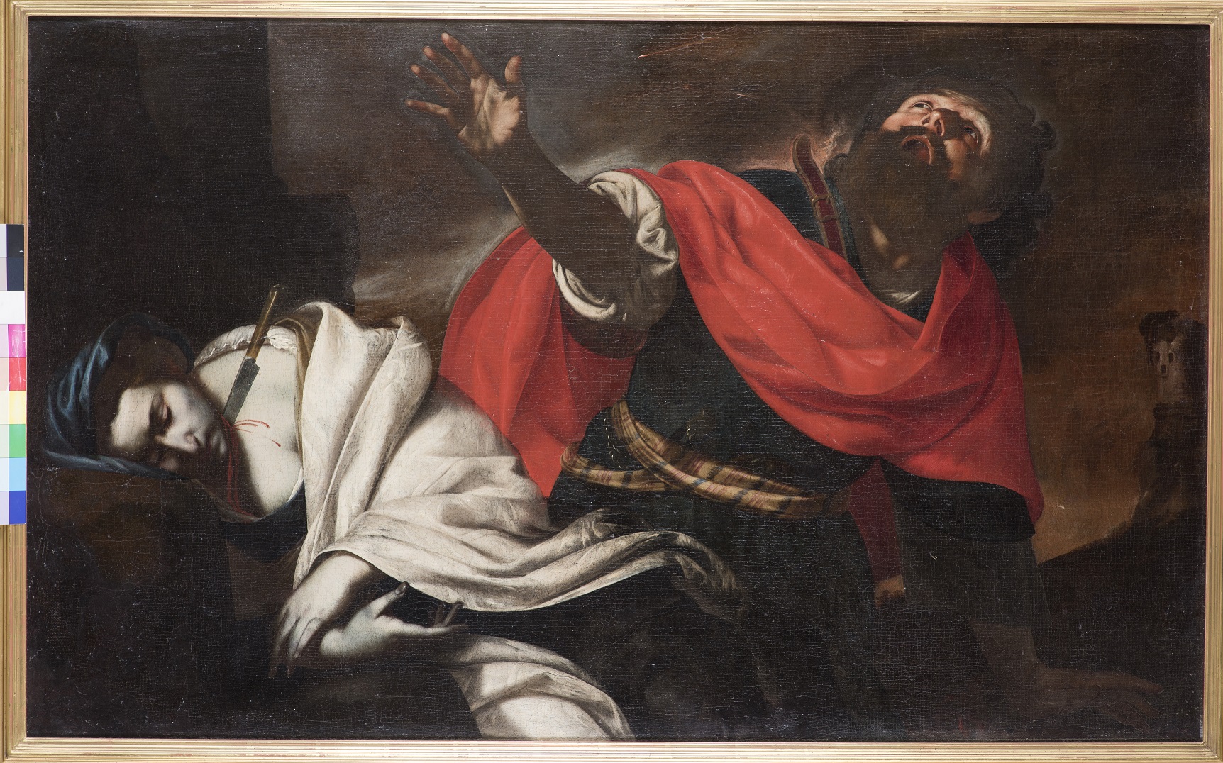 Martirio di Santa Barbara e punizione del padre Dioscuro (dipinto, opera isolata) di Vitale Filippo (sec. XVII)