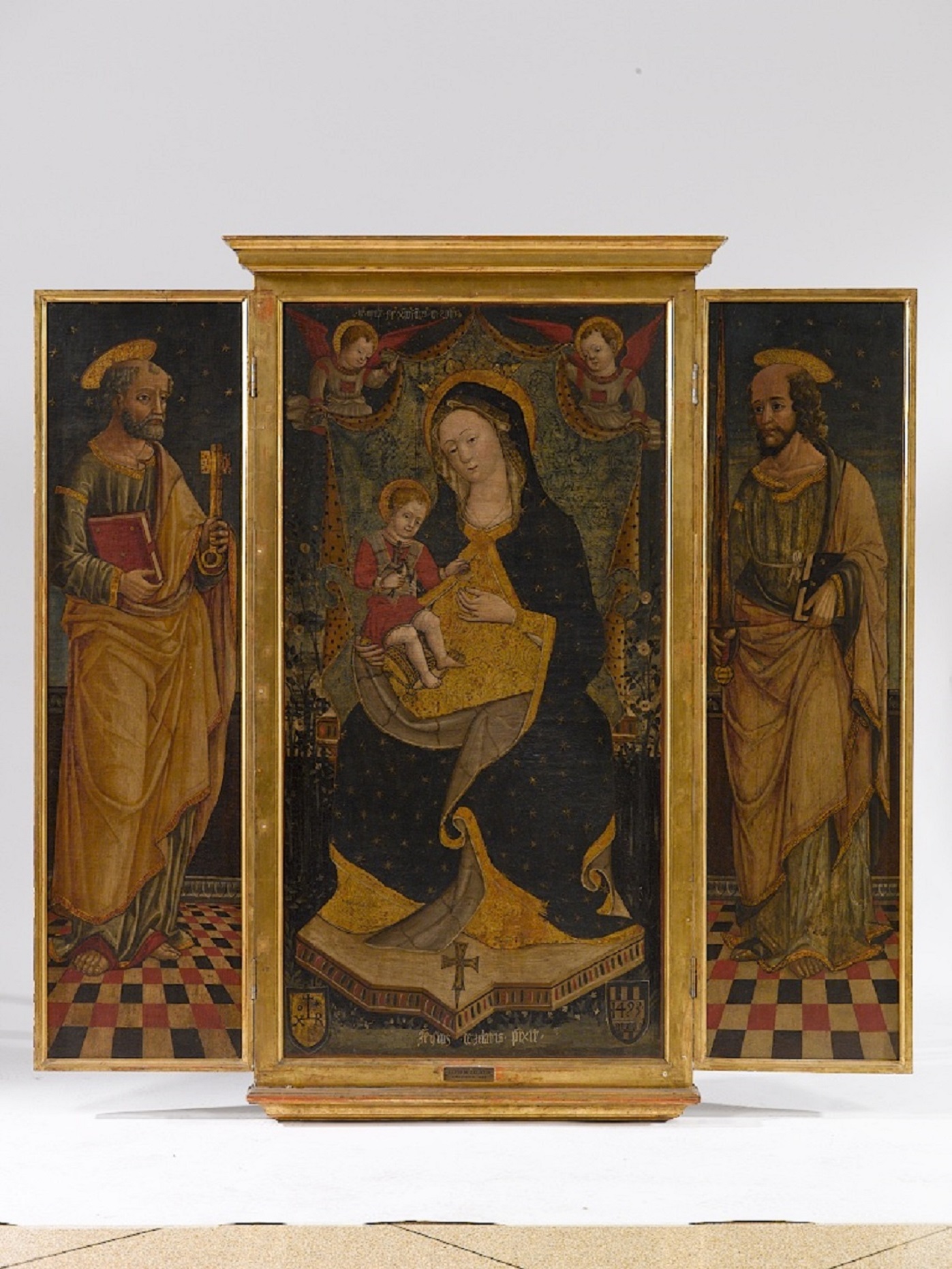 Madonna con Bambino in trono, San Pietro e San Paolo (trittico, opera isolata) di De Zelatis Zevio (sec. XV)
