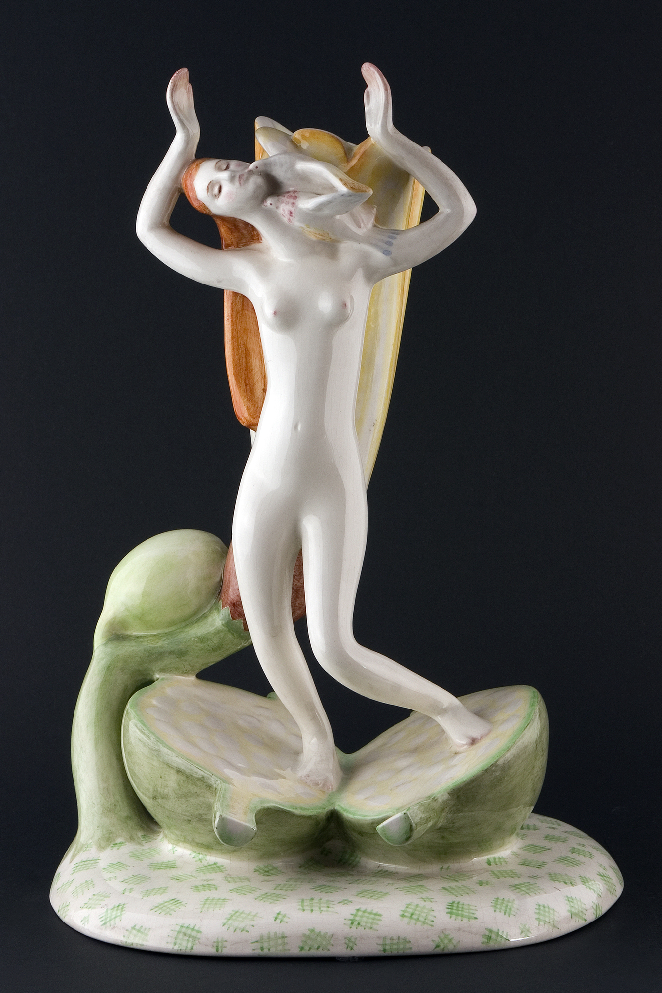 Fiore di zucca, figura femminile nuda sopra una zucchina (lampada) di Beltrami Nillo, Fabbrica Lenci (anni venti sec. XX)