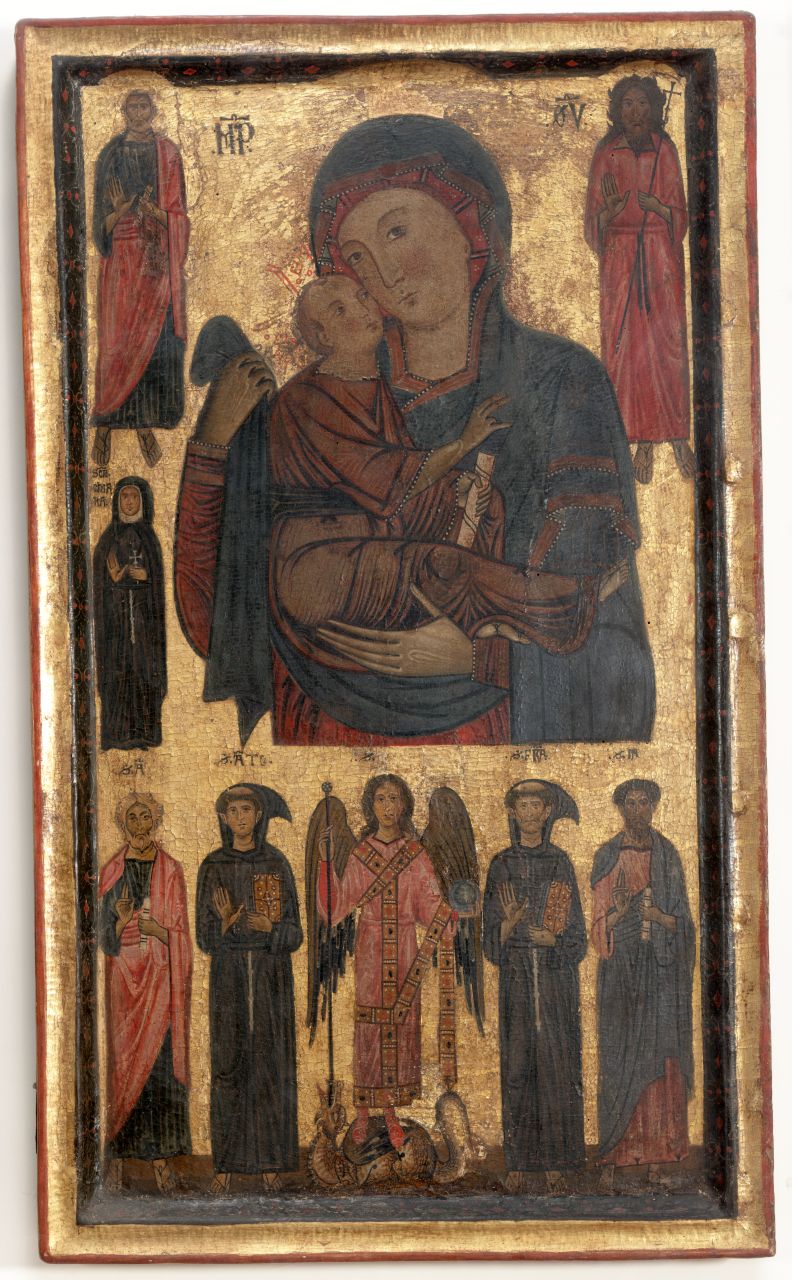 Madonna con Bambino e Santi, episodi della Passione di Cristo (dittico) di Berlinghieri Bonaventura (sec. XIII)