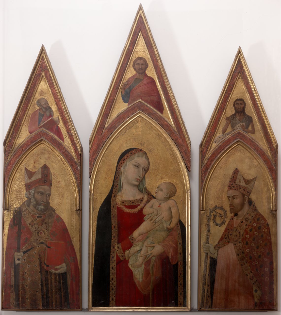 Polittico di S. Procolo, Madonna con Bambino e Santi (polittico, frammento) di Lorenzetti Ambrogio (sec. XIV)