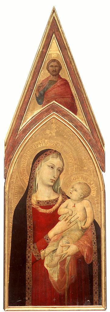 Madonna con Bambino, Cristo benedicente (scomparto di polittico) di Lorenzetti Ambrogio (sec. XIV)