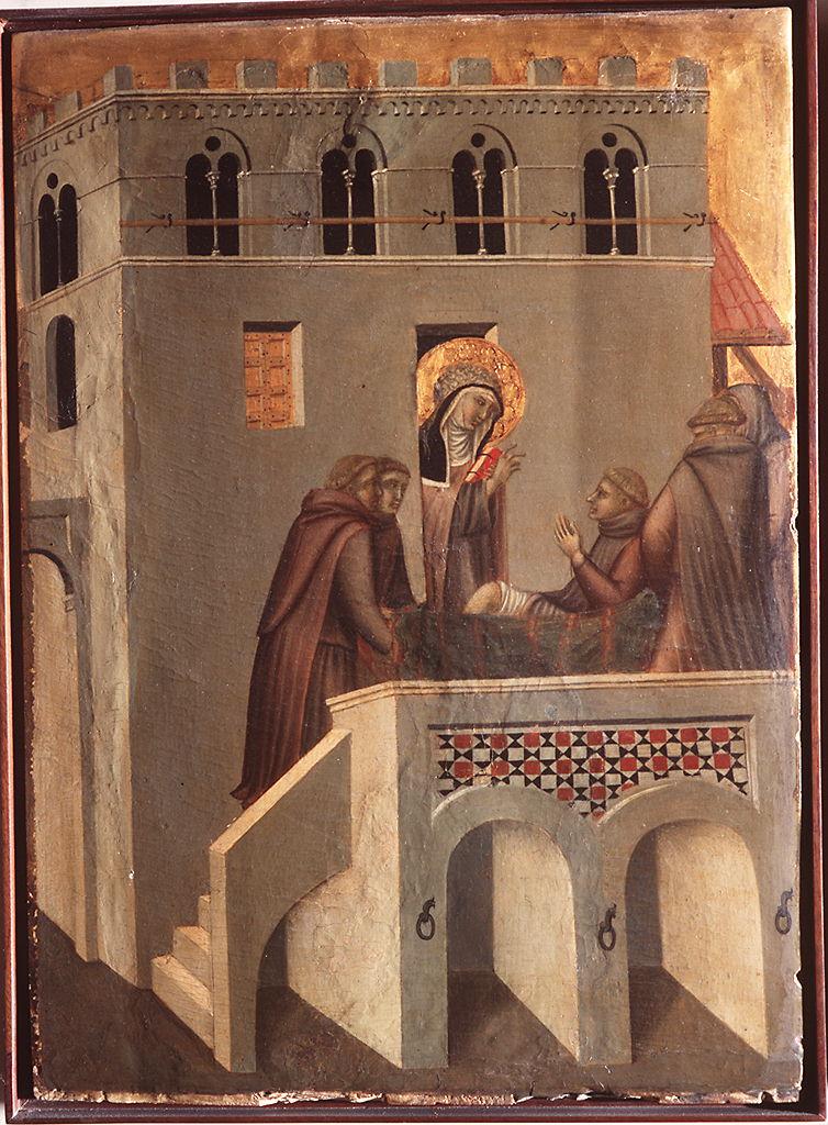 beata Umiltà risana il piede di un monaco vallombrosano (scomparto di polittico) di Lorenzetti Pietro (sec. XIV)