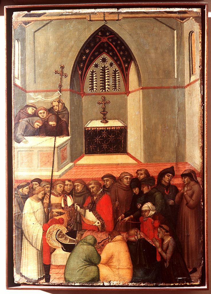 funerali della beata Umiltà (scomparto di polittico) di Lorenzetti Pietro (sec. XIV)