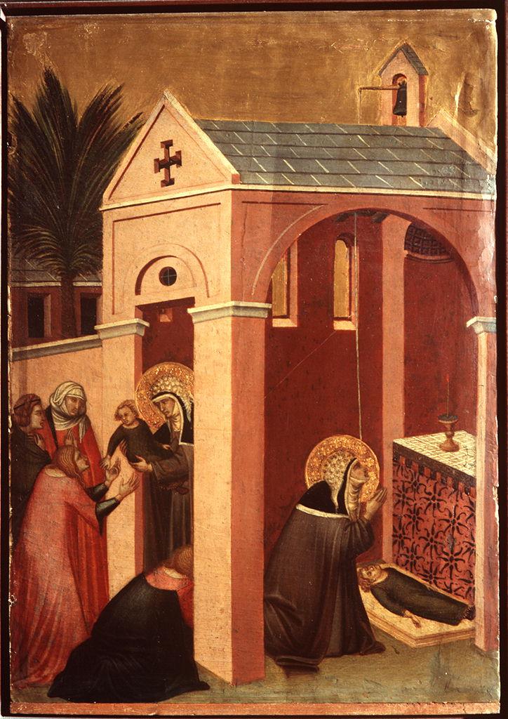 beata Umiltà resuscita un bambino (scomparto di polittico) di Lorenzetti Pietro (sec. XIV)