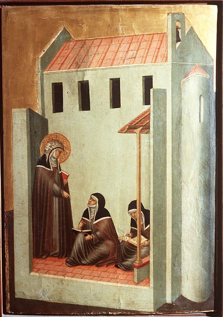 beata Umiltà detta i suoi sermoni (scomparto di polittico) di Lorenzetti Pietro (sec. XIV)