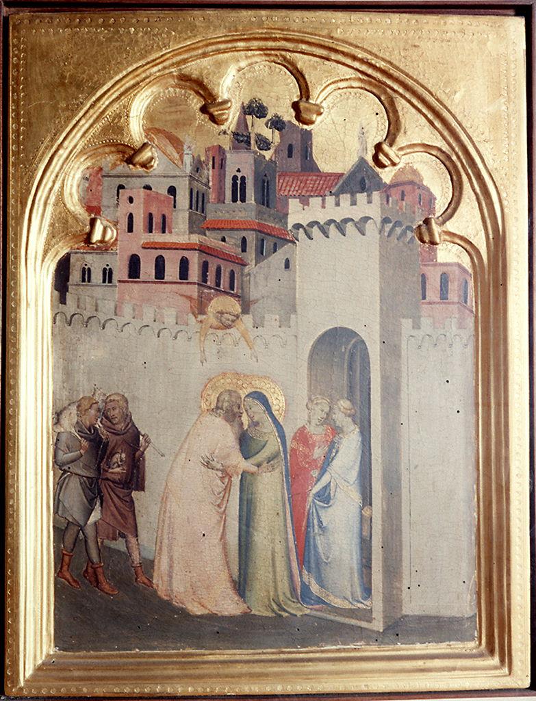 incontro di Sant'Anna e San Gioacchino alla porta aurea (scomparto di polittico) di Daddi Bernardo (sec. XIV)