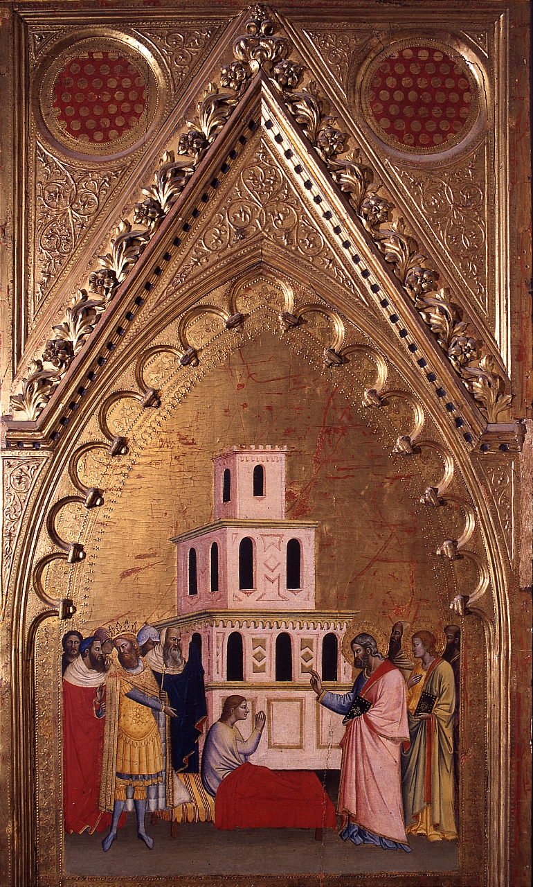 San Matteo resuscita il figlio del re Egippo (scomparto di trittico) di Andrea di Cione detto Andrea Orcagna (sec. XIV)