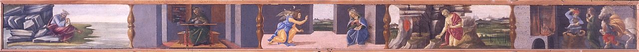 episodi della vita di Santi e Annunciazione (predella) di Filipepi Alessandro detto Botticelli (sec. XV)