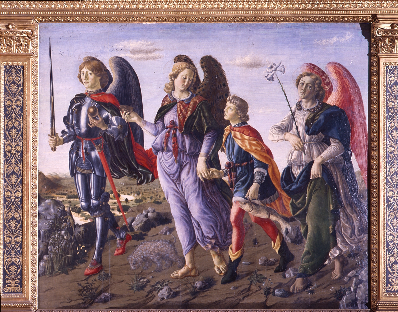 Tobia e i tre arcangeli (dipinto) di Botticini Francesco (sec. XV)