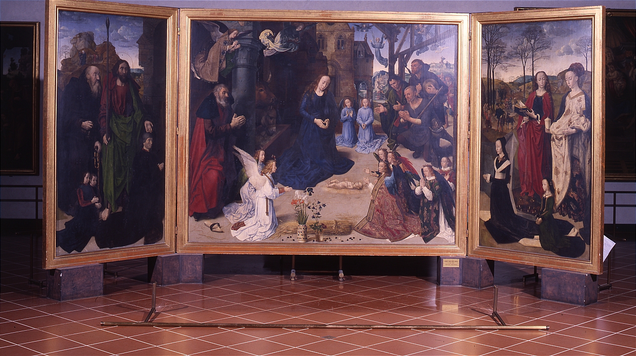 Trittico Portinari, episodi dell'infanzia di Cristo, Santi e donatori (trittico) di Van der Goes Hugo (sec. XV)