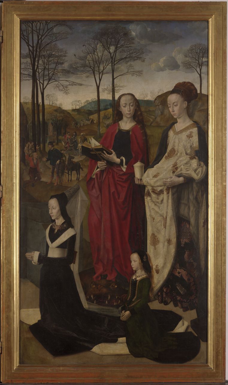 Santa Margherita d'Antiochia, Santa Maria Maddalena, Maria Baroncelli e Margherita Portinari (scomparto di trittico) di Van der Goes Hugo (sec. XV)