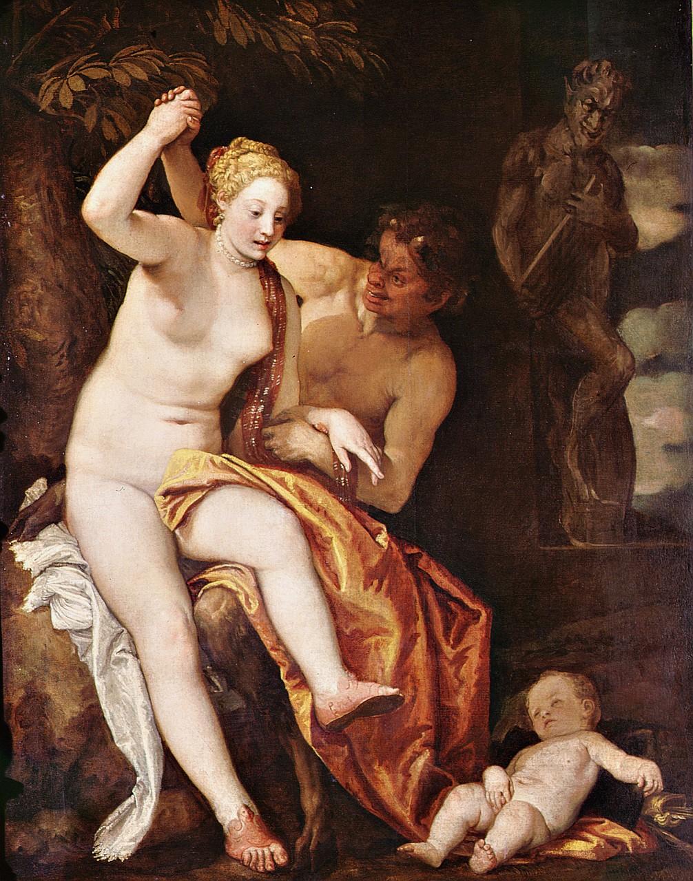 Giove e Antiope (dipinto) di Caliari Paolo detto Paolo Veronese (scuola) (sec. XVI)