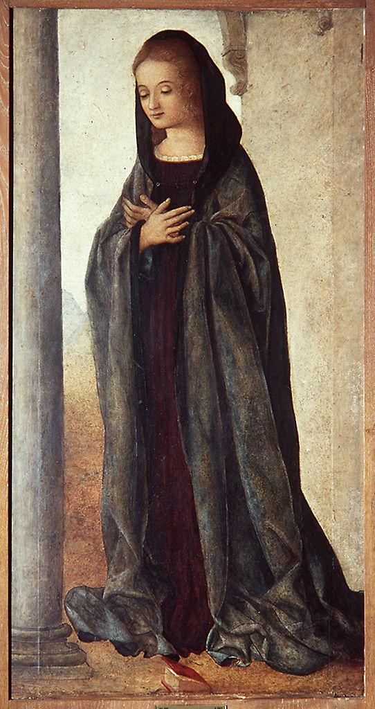 Madonna annunciata (dipinto, frammento) di Ambrosi Melozzo detto Melozzo da Forlì (sec. XV)