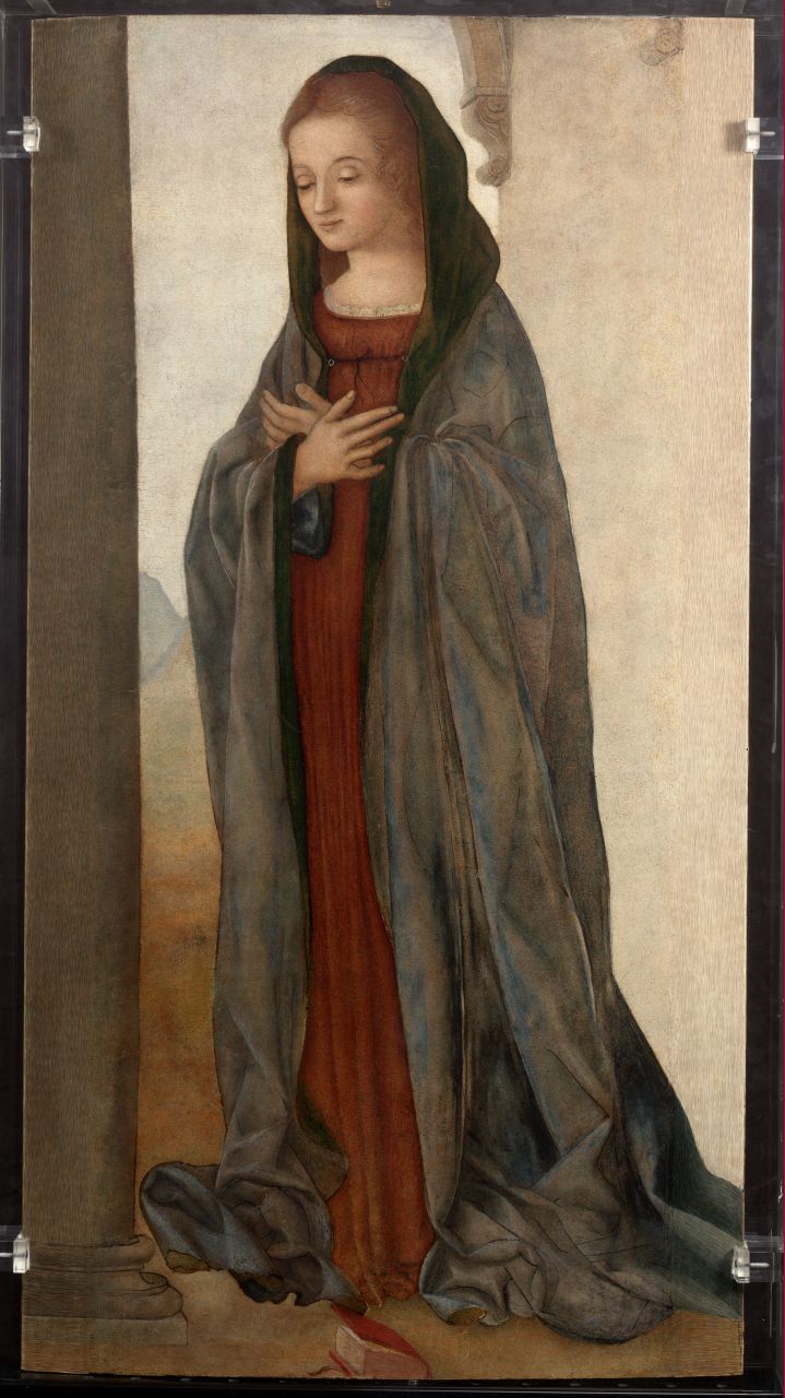 Madonna annunciata, Santo (dipinto, frammento) di Ambrosi Melozzo detto Melozzo da Forlì (sec. XV)