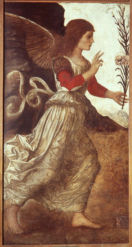 angelo annunciante, Santo (dipinto, frammento) di Ambrosi Melozzo detto Melozzo da Forlì (sec. XV)