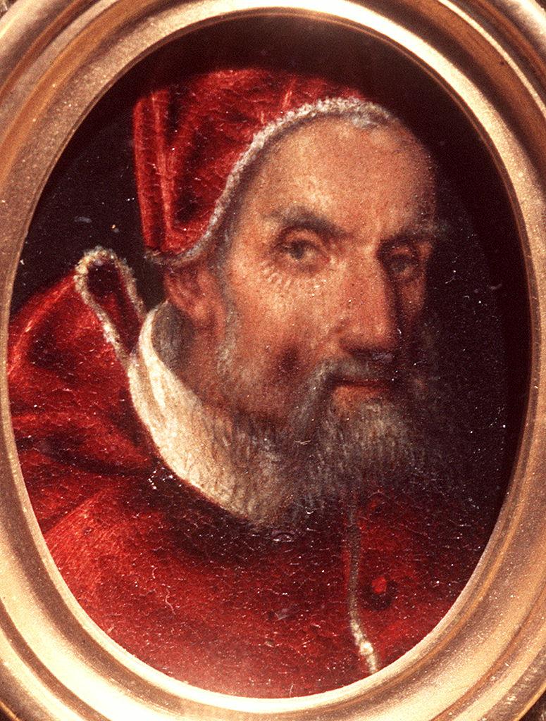 ritratto di papa Pio V (miniatura) - ambito italiano (seconda metà sec. XVI)