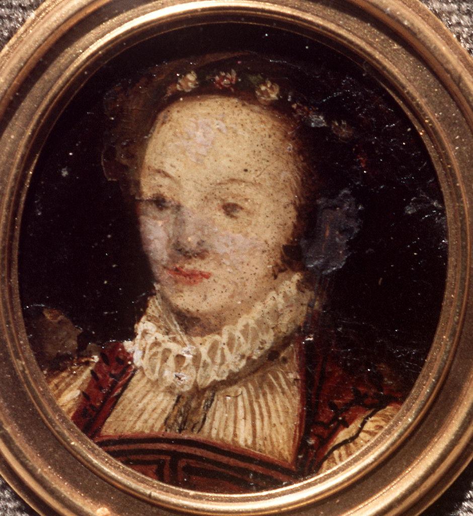 ritratto di donna (miniatura) - ambito tedesco (ultimo quarto sec. XVI)