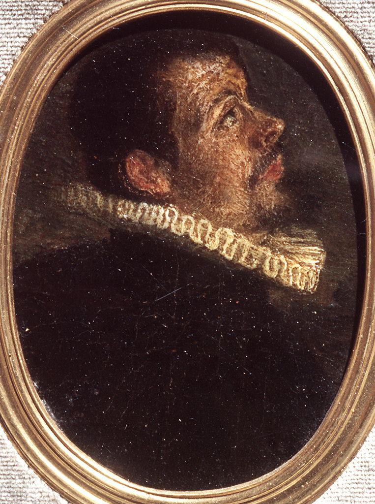 ritratto di Agostino Carracci (?) (miniatura) di Carracci Agostino (maniera) (sec. XVI)