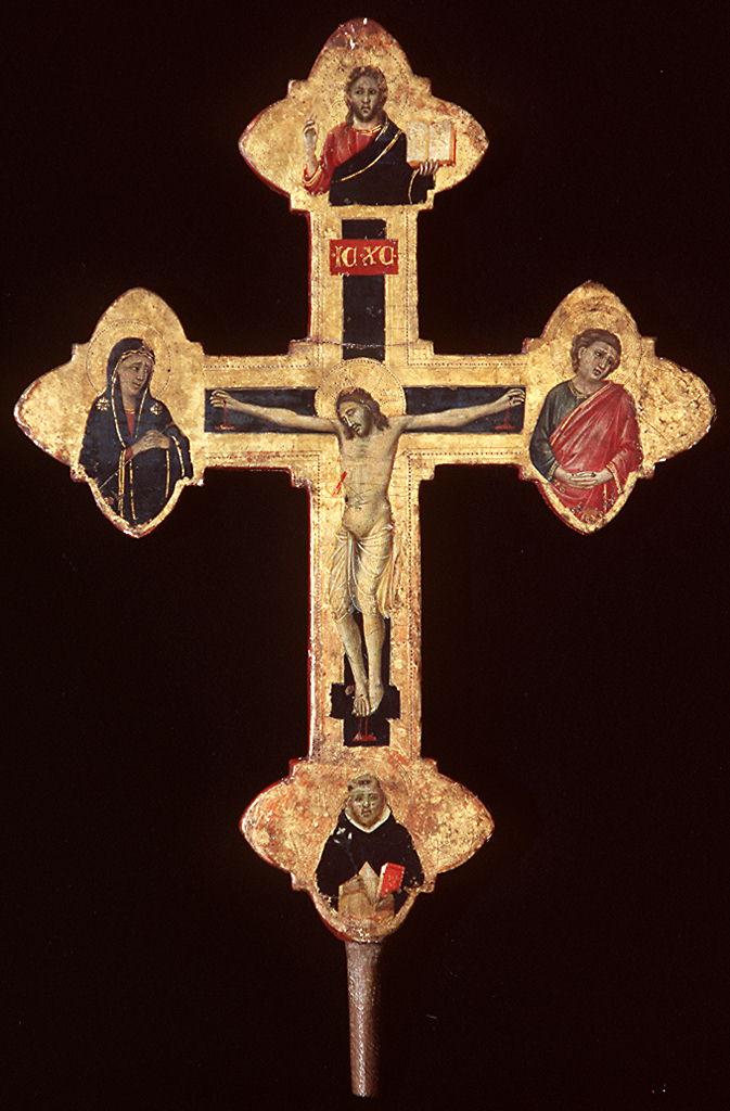 Cristo crocifisso, Madonna, Santi e profeti (croce processionale) di Pacino di Buonaguida (sec. XIV) 