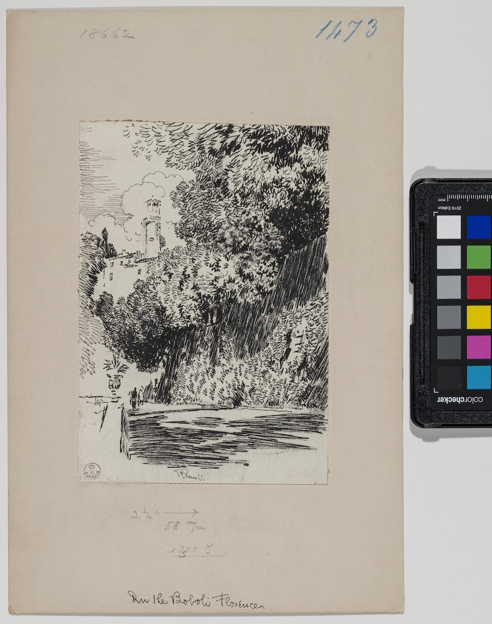 Veduta del Giardino di Boboli (disegno) di Pennell Joseph (seconda metà XIX)