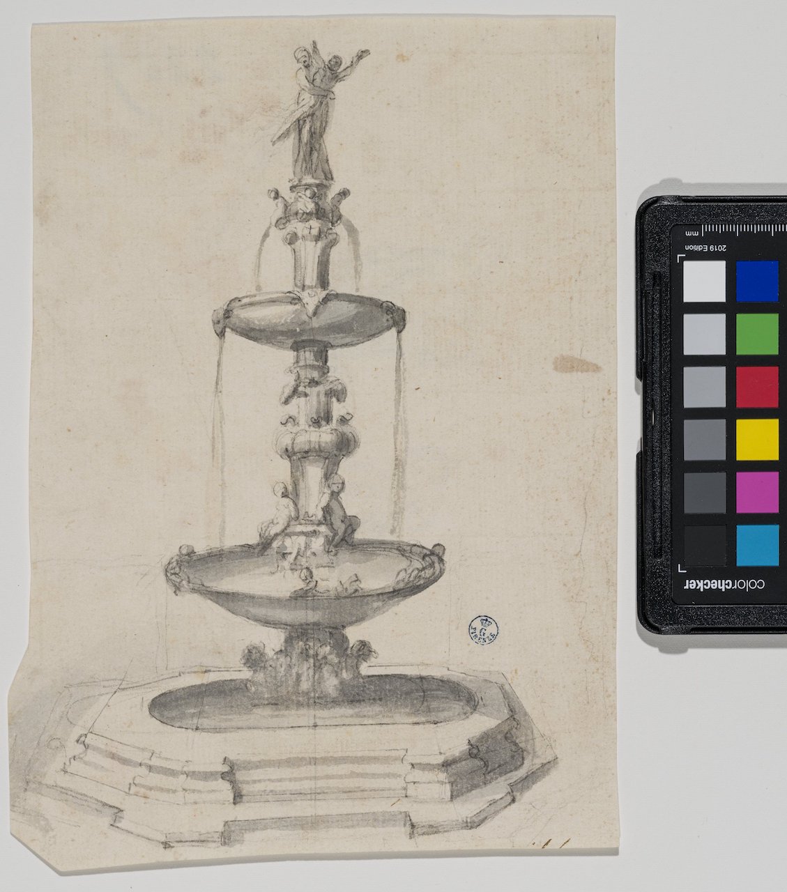 La fontana di Ercole e Anteo nella Villa di Castello (disegno) - ambito italiano (prima metà XVIII)